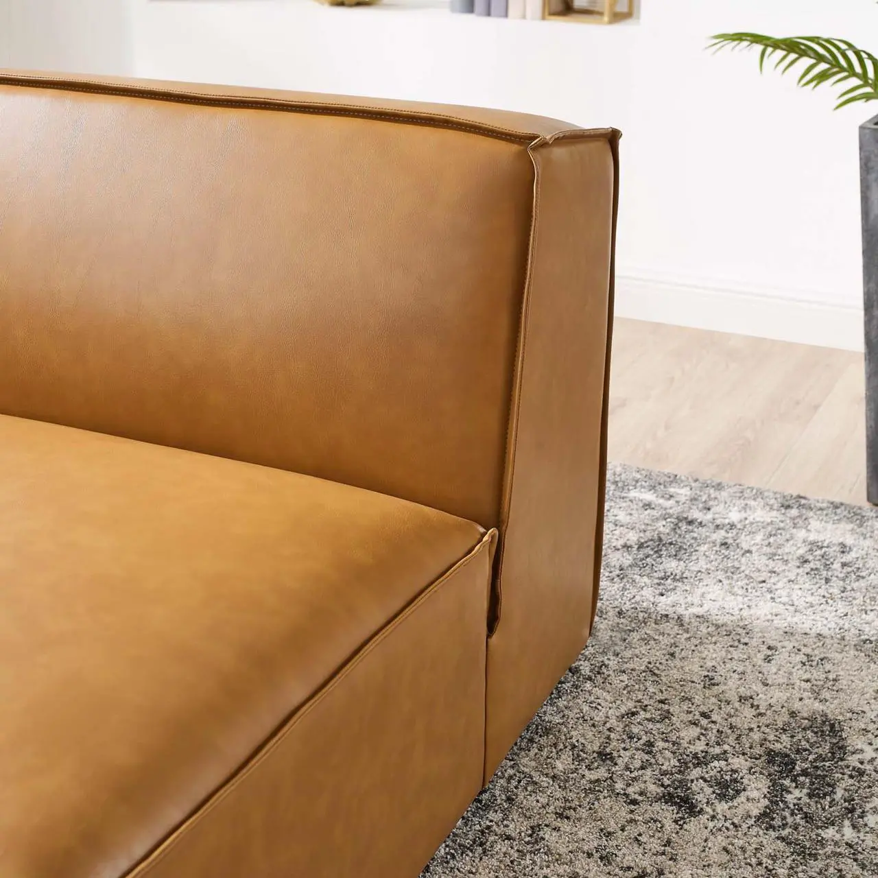 Alt view image 6 of 6 - Restore Vegan Leather Sectional Sofa Armless Chair Tan