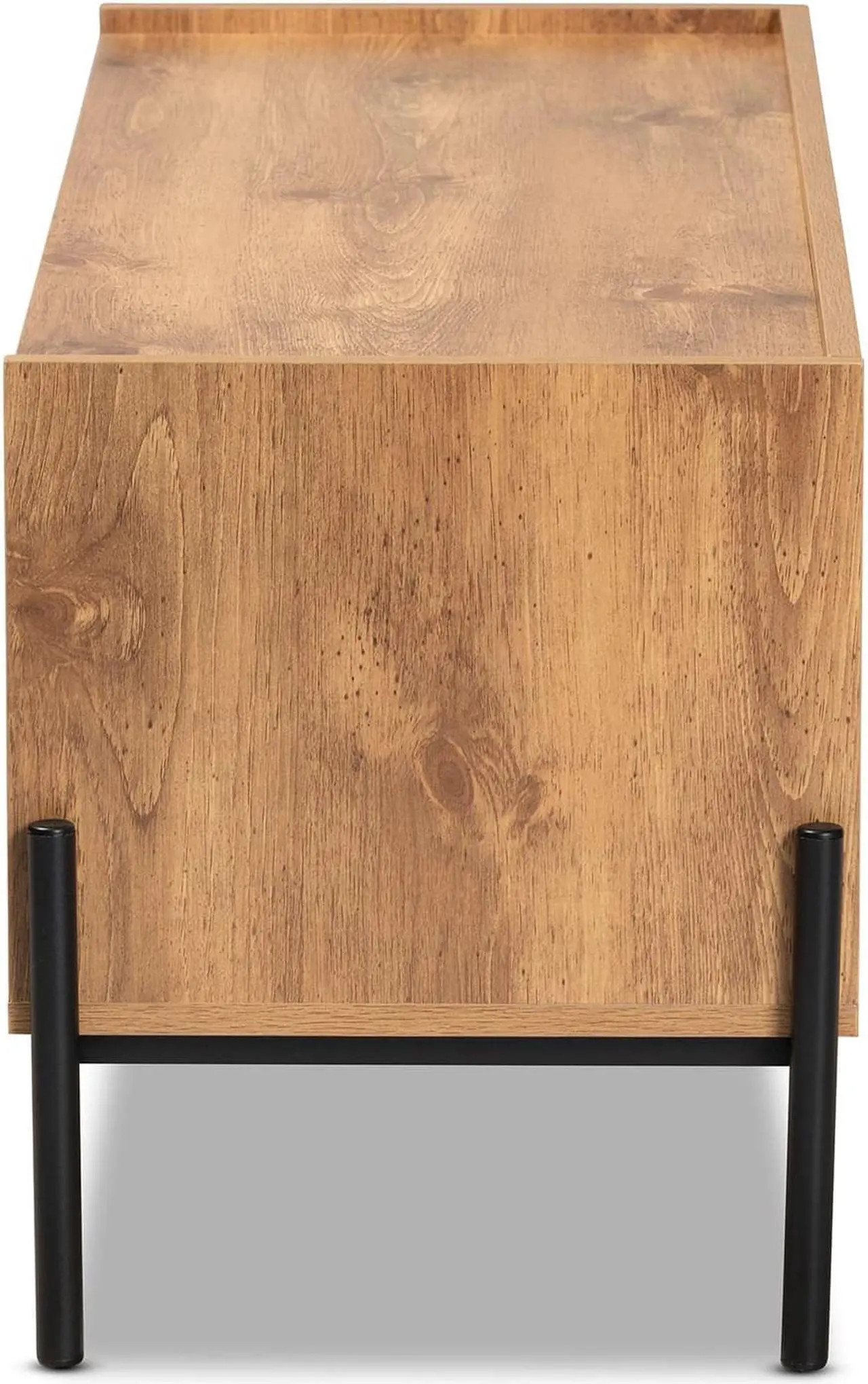 Alt view image 11 of 20 - Baxton Studio Tasman Modern and Contemporary Industrial Natural Brown Finished Wood and Black Metal 2-Door TV Stand
