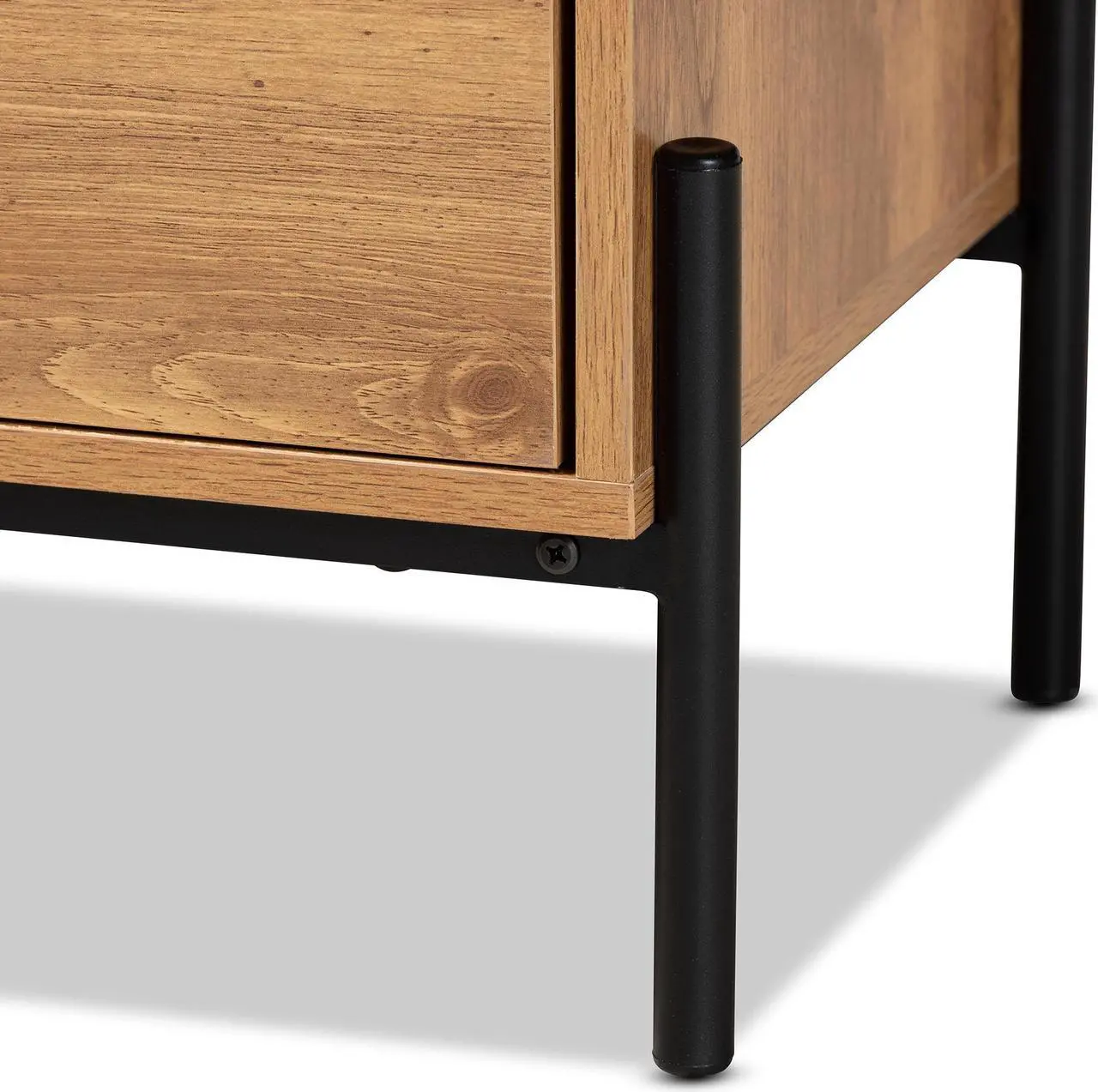 Alt view image 13 of 20 - Baxton Studio Tasman Modern and Contemporary Industrial Natural Brown Finished Wood and Black Metal 2-Door TV Stand
