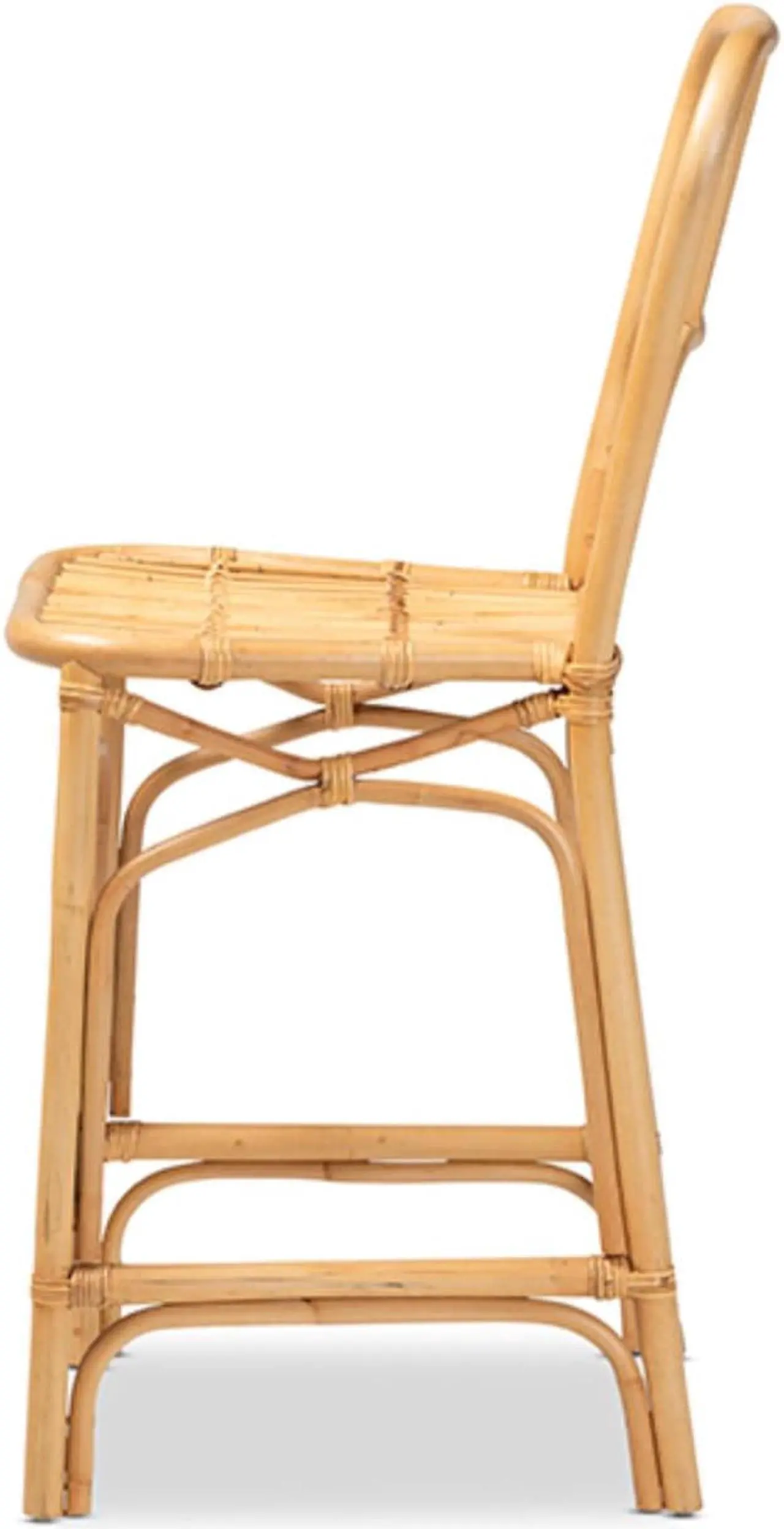 Alt view image 10 of 20 - Baxton Studio Ivora Modern Bohemian Natural Brown Rattan Counter Stool