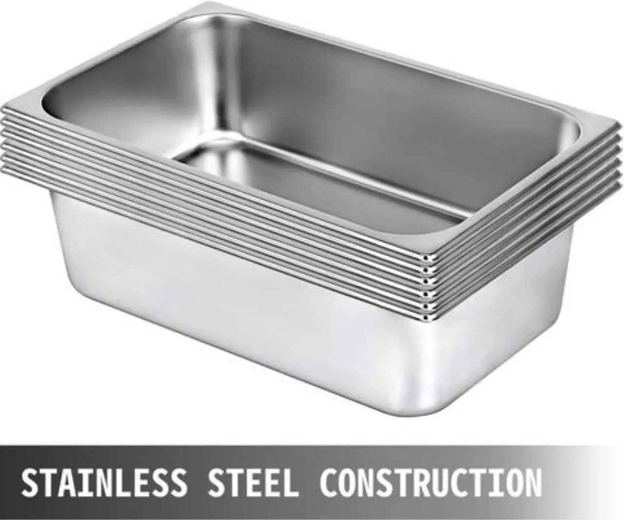 Alt view image 2 of 11 - VEVOR Steam Table Pans Bain-marie 6 Pack Commercial Hotel Buffet Pans Steam Prep Table