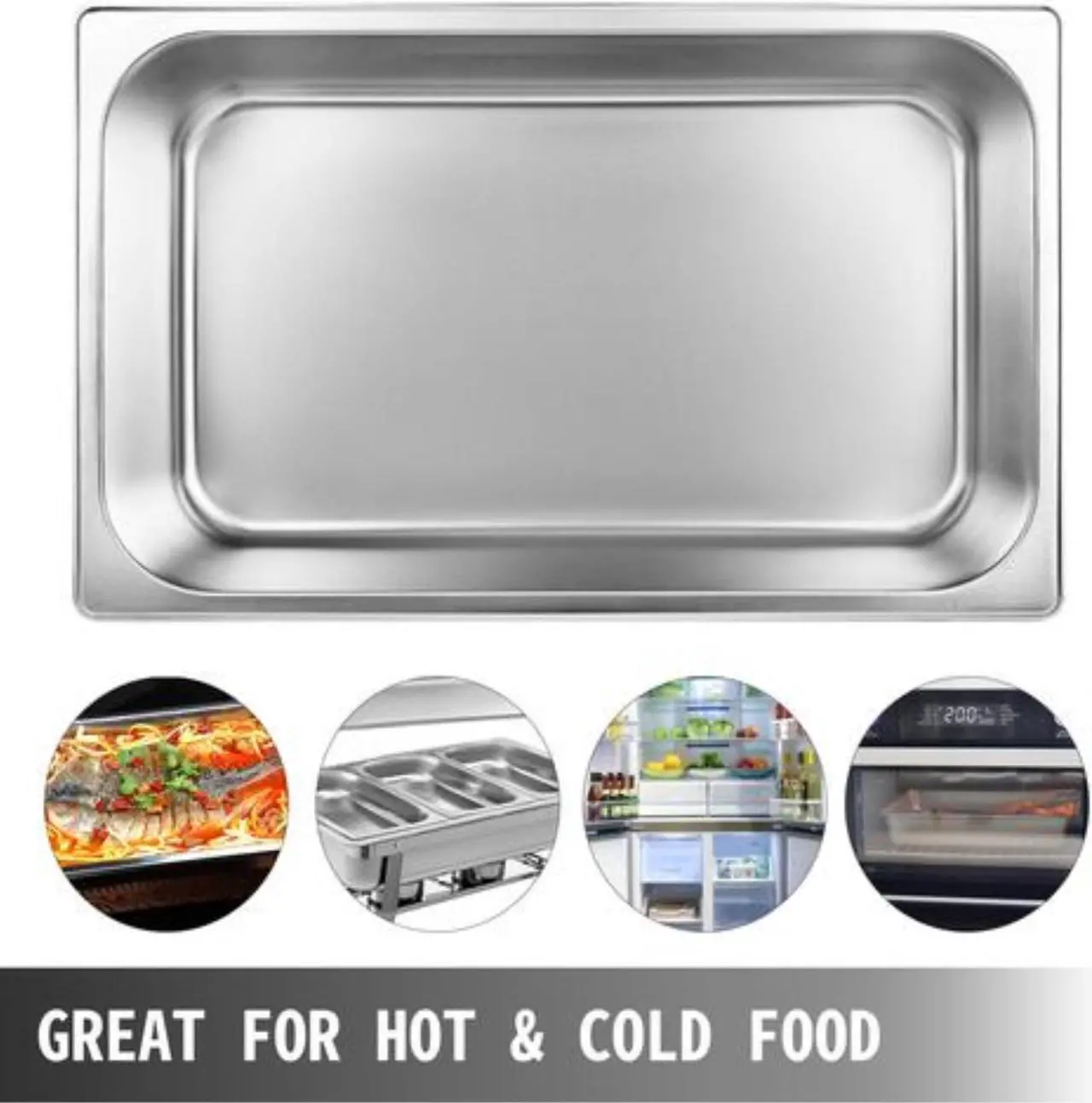 Alt view image 4 of 11 - VEVOR Steam Table Pans Bain-marie 6 Pack Commercial Hotel Buffet Pans Steam Prep Table