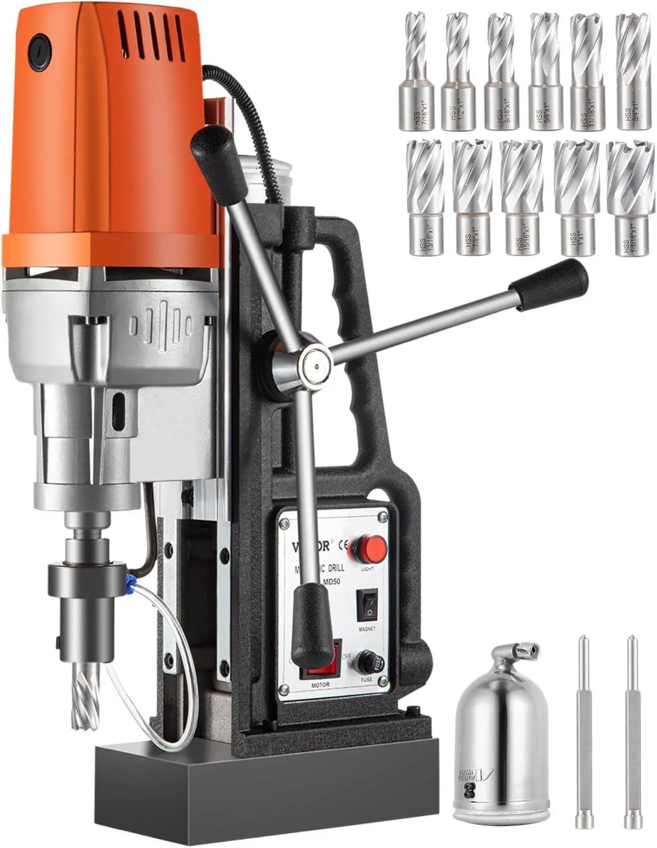 Main image of VEVOR Md50 Magnetic Drill Press Set Annular Cutter Kit Mag Drill & 7 Pcs 2" Hss Cutter