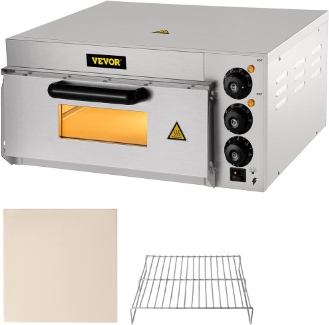 Main image of VEVOR Commercial Pizza Oven Countertop, 14" Single Deck Layer, 110V 1300W Stainless Steel Electric Pizza Oven with Stone and Shelf, Multipurpose Indoor Pizza Maker for Restaurant Home Pretzels Baked