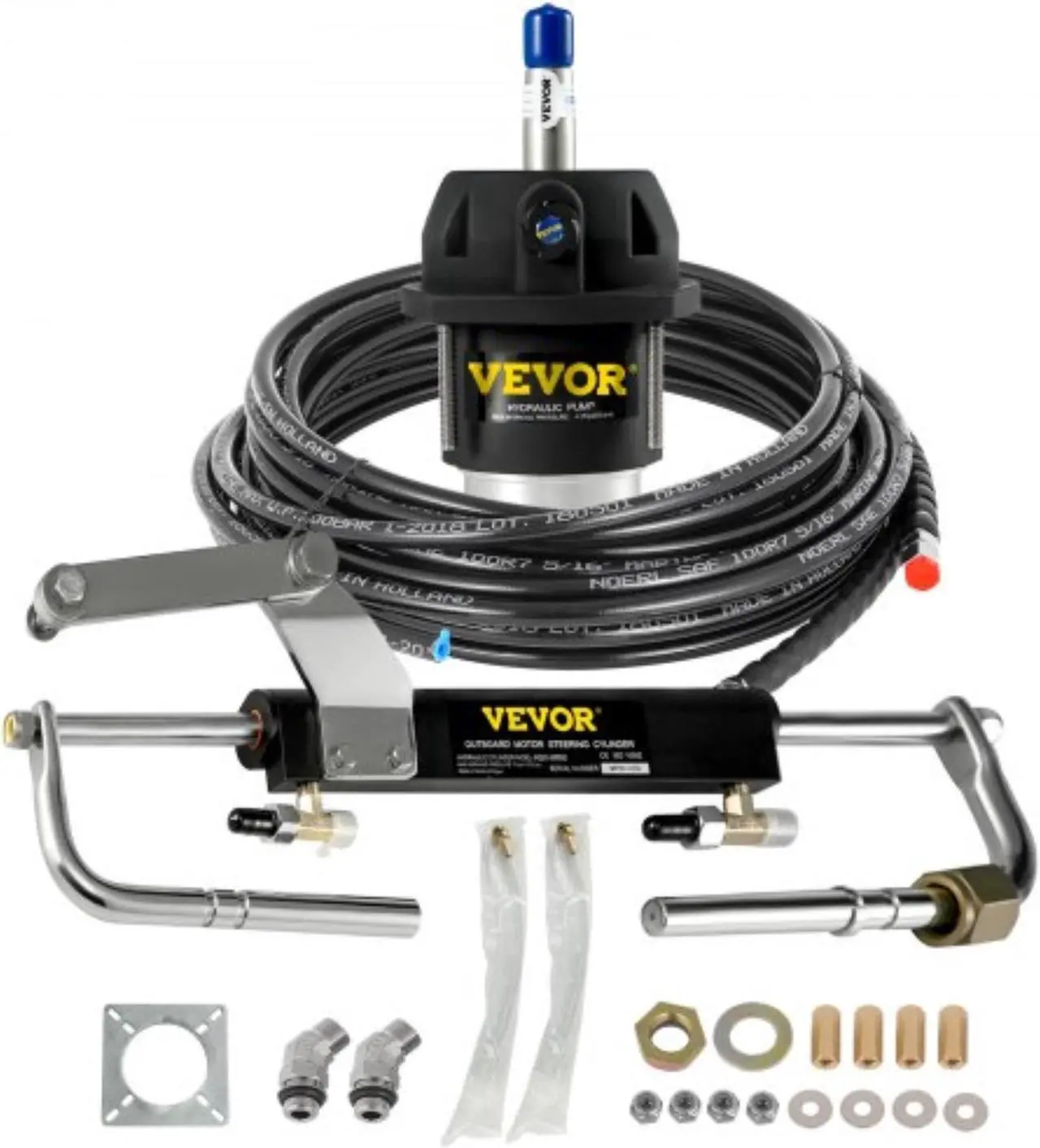 Main image of VEVOR Hydraulic Steering Kit 90HP Hydraulic Outboard Steering Kit with Helm Pump Cylinder Marine Steering System Kit