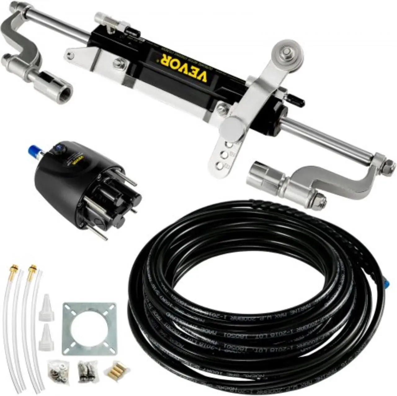 Main image of VEVOR Hydraulic Steering Kit 300HP Hydraulic Steering Compact Cylinder Hydraulic Outboard Steering Kit with Helm Pump for Boat Marine Steering System