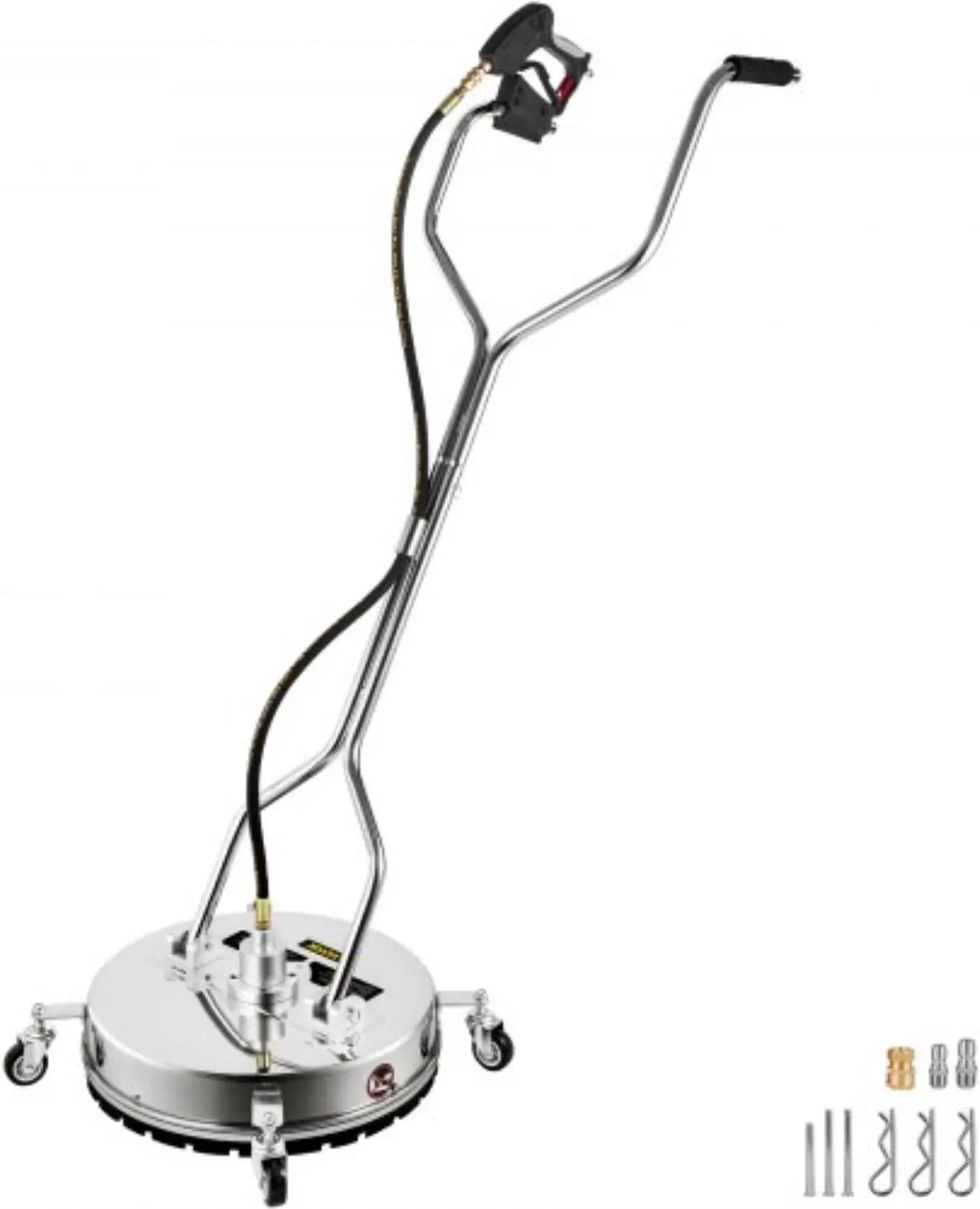 Main image of VEVOR Pressure Washer Surface Cleaner, 20'', Max. 4000 PSI Pressure by 2 Nozzles for Cleaning Driveways, Sidewalks, Stainless Steel Frame w/Rotating Dual Handle, Wheels, Fit for 3/8'' Quick Connector