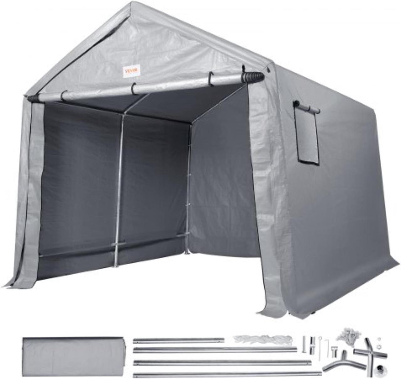 Main image of VEVOR Portable Shed Outdoor Storage Shelter, 10 x 10 x 8.5 ft Heavy Duty All-Season Instant Storage Tent Tarp Sheds with Roll-up Zipper Door and Ventilated Windows For Motorcycle, Bike, Garden Tools