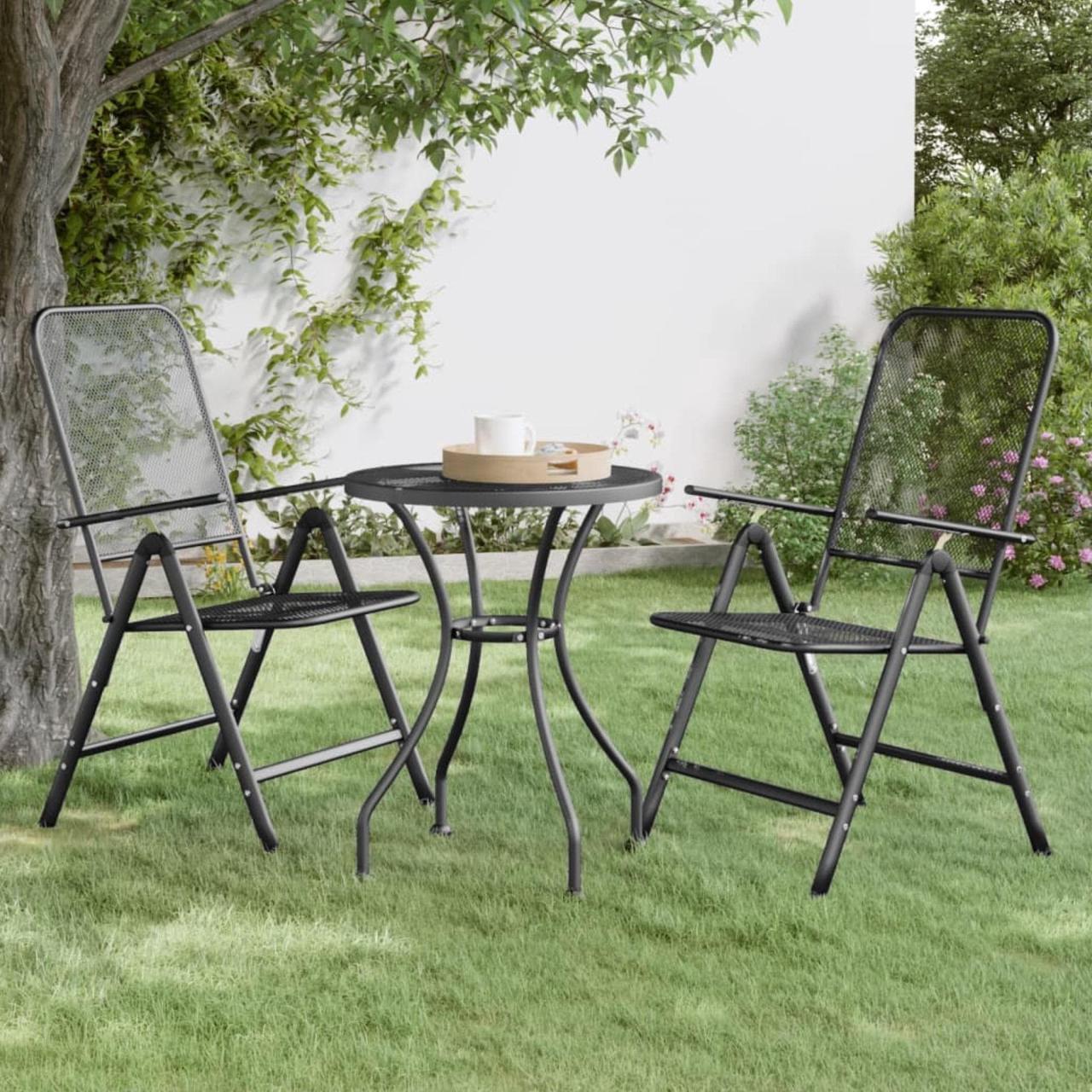 Main image of vidaXL Folding Patio Chairs 2 pcs Expanded Metal Mesh Anthracite