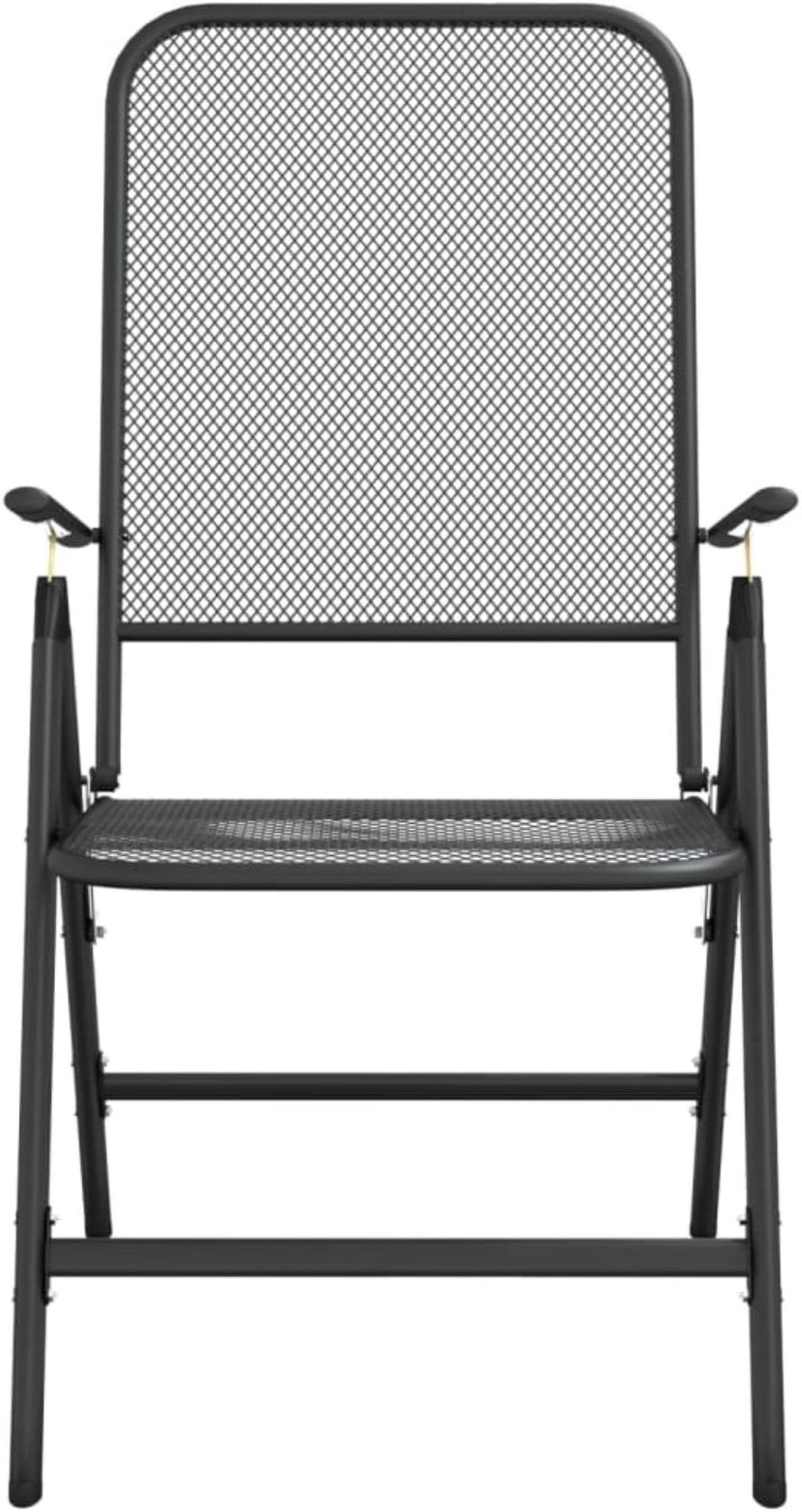 Alt view image 4 of 11 - vidaXL Folding Patio Chairs 2 pcs Expanded Metal Mesh Anthracite
