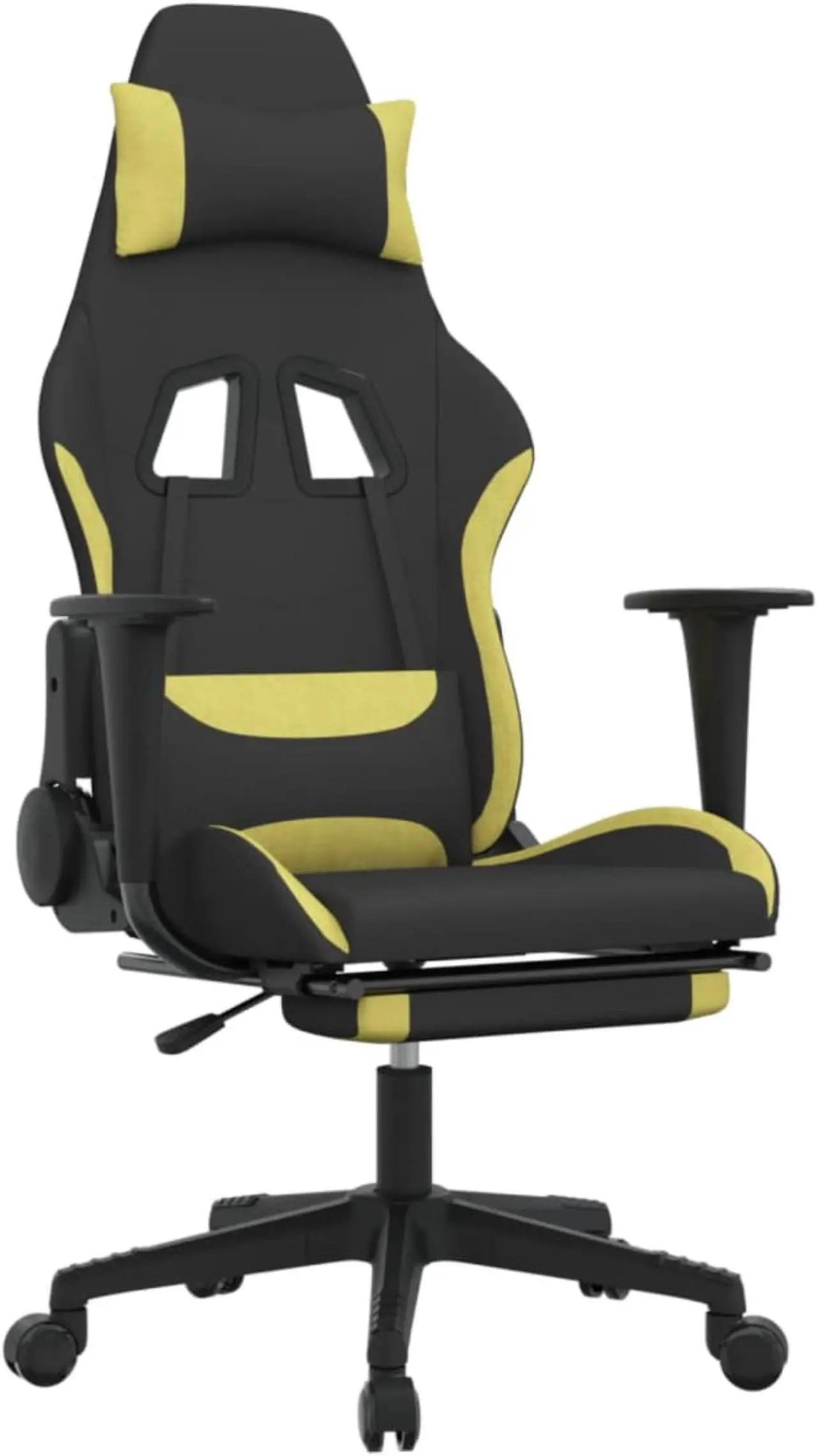 Alt view image 2 of 11 - vidaXL Gaming Chair with Footrest Black and Light Green Fabric