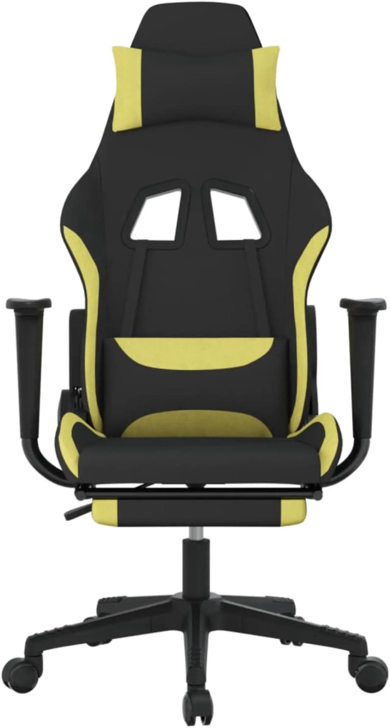 Alt view image 3 of 11 - vidaXL Gaming Chair with Footrest Black and Light Green Fabric