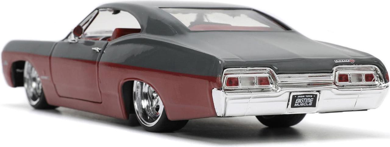 Alt view image 4 of 16 - 1967 Chevrolet Impala SS Gray and Burgundy with Burgundy Interior "Bigtime Muscle" Series 1/24 Diecast Model Car by Jada