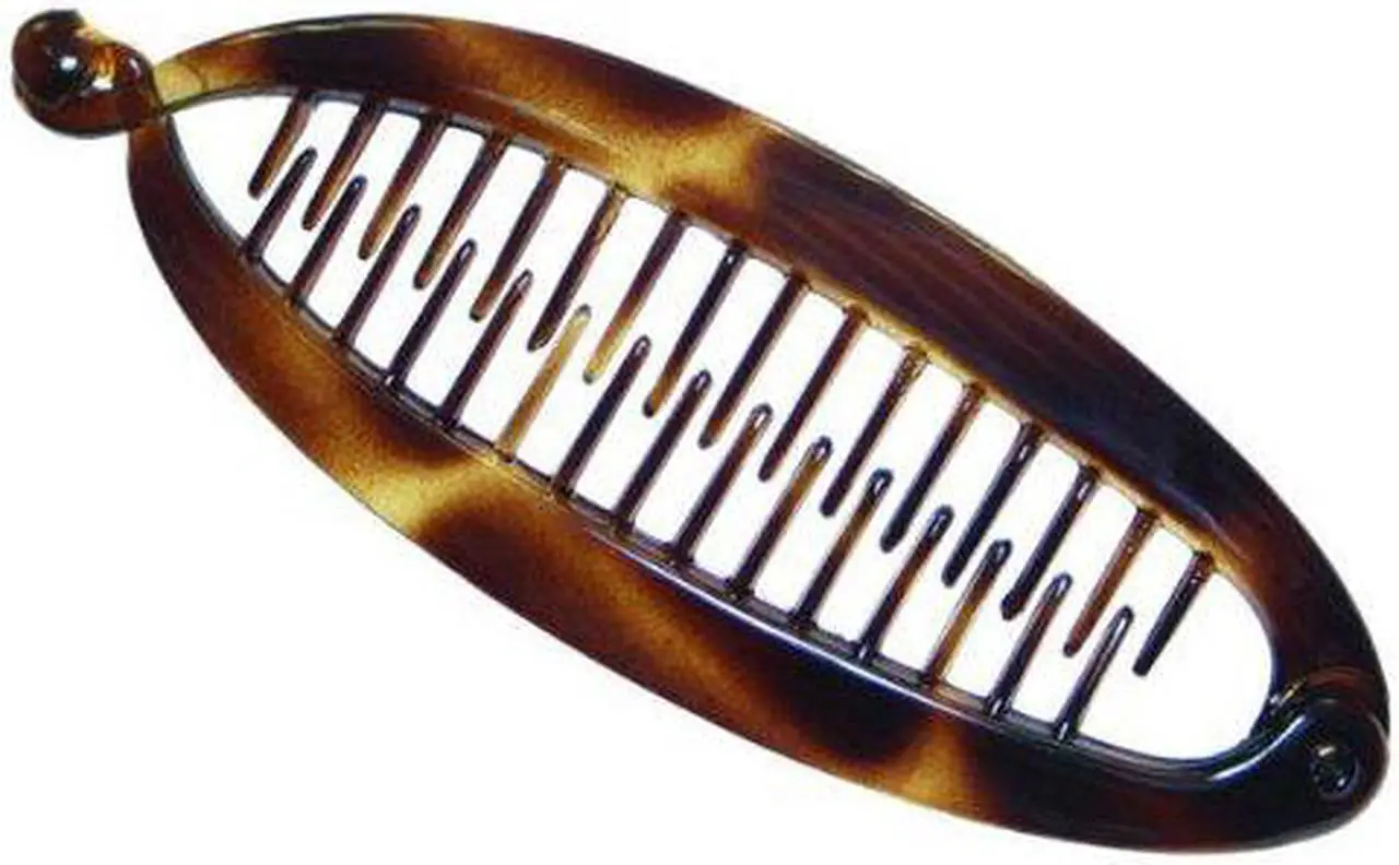 Main image of Caravan Medium Tortoise Shell Yvette's Banana For A Ponytail With Plastic Twist Lock