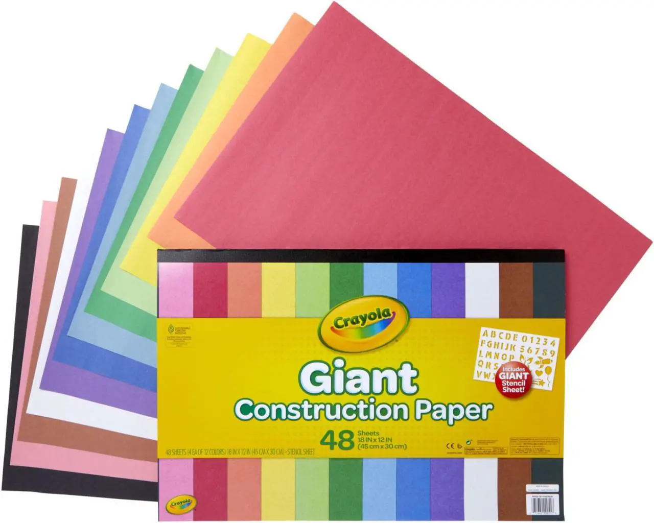 Alt view image 2 of 2 - Crayola Giant Construction Paper and Stencils, 18 x 12 Inches, Pack of 48