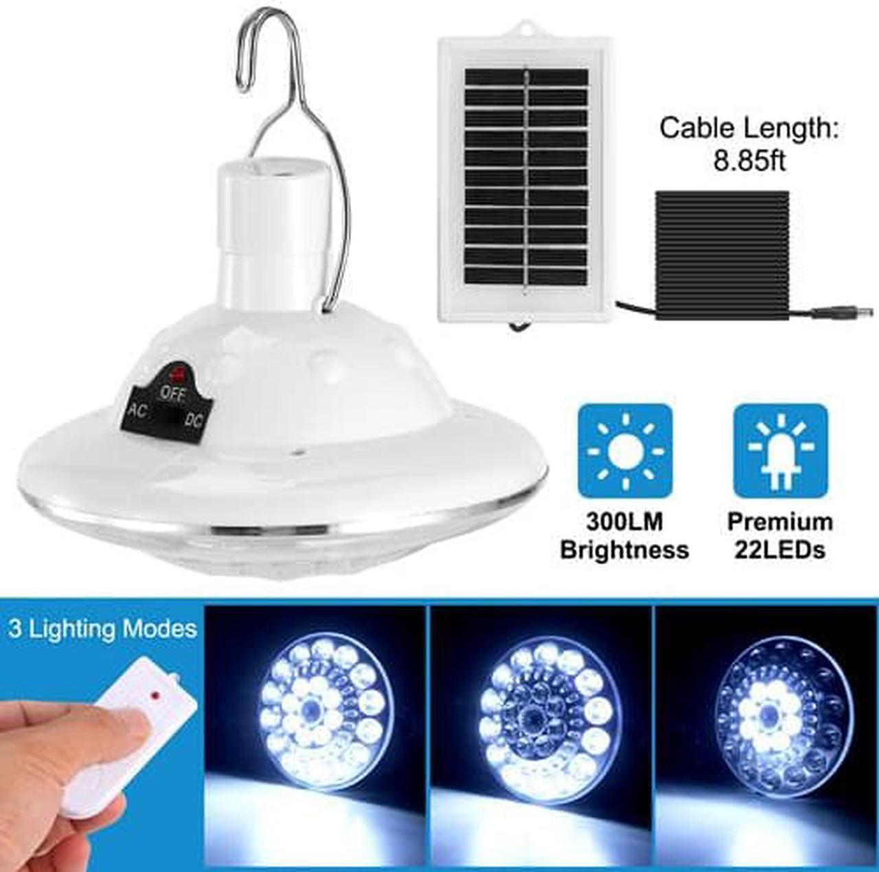 Alt view image 3 of 5 - Outdoor Solar Lights 22LEDs Solar Camping Lights Hanging Tent Lamp w/Remote Control Hooking Patio Garden Lights for Hiking Poultry Shed Emergency Fishing