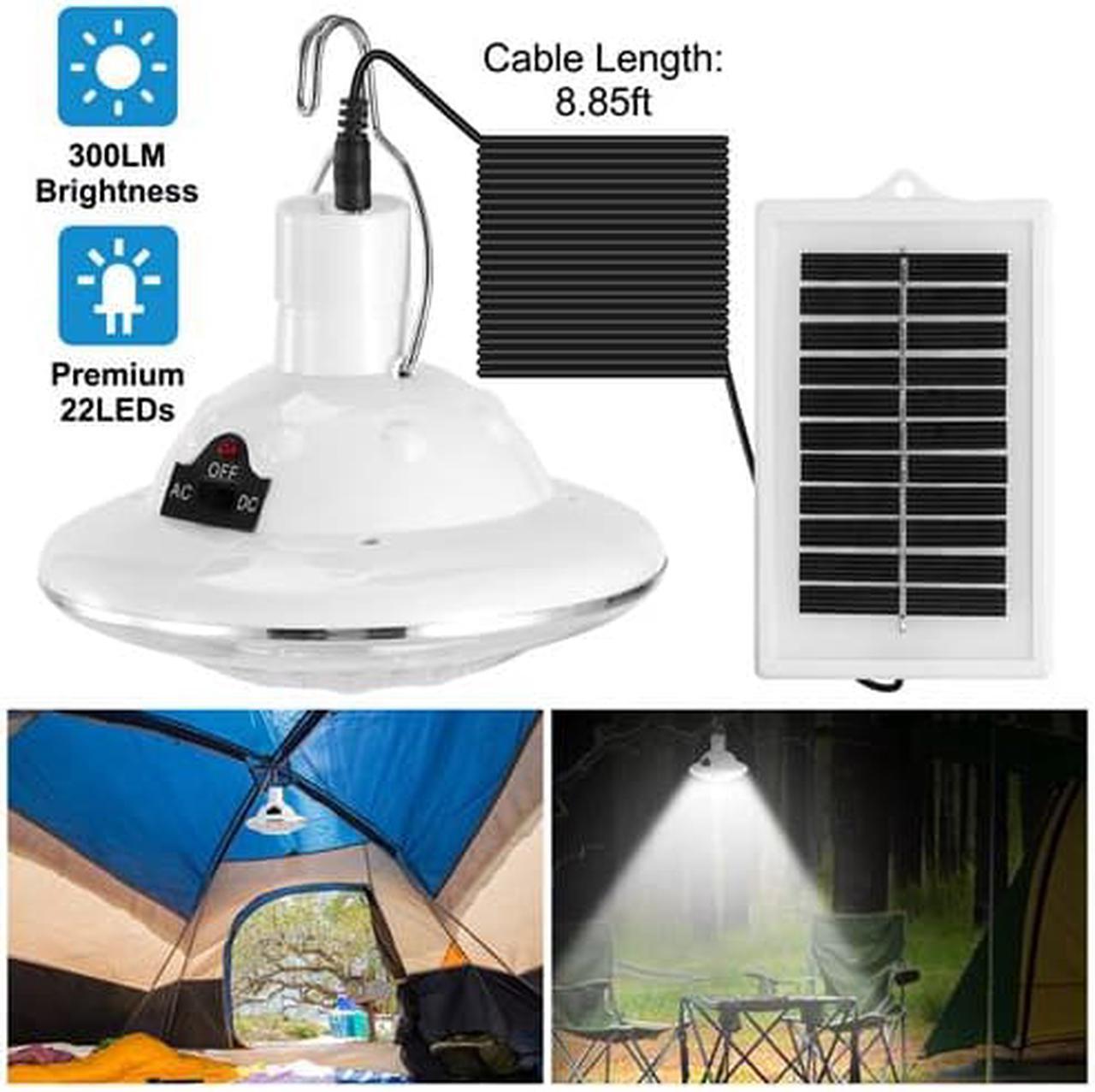 Alt view image 5 of 5 - Outdoor Solar Lights 22LEDs Solar Camping Lights Hanging Tent Lamp w/Remote Control Hooking Patio Garden Lights for Hiking Poultry Shed Emergency Fishing