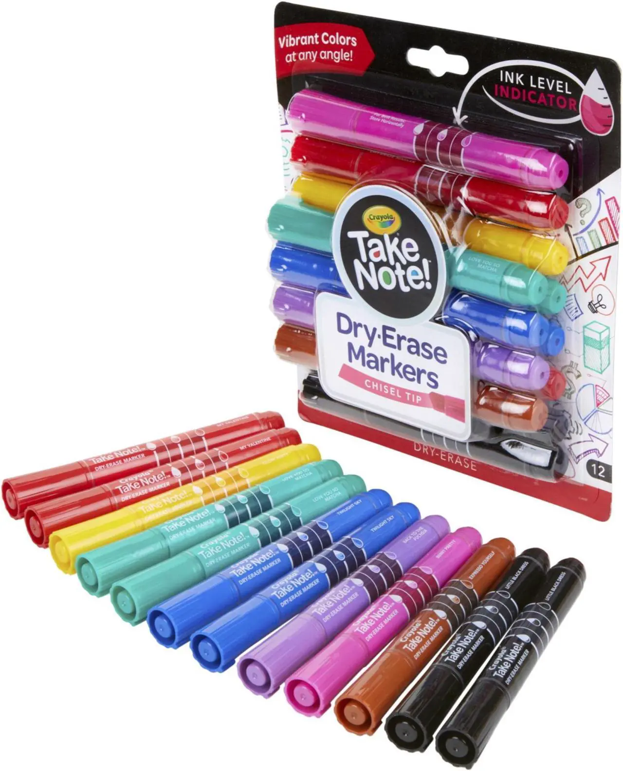 Alt view image 3 of 5 - Crayola Take Note Dry-Erase Markers Broad Chisel Tip Assorted 12/Pack 586545