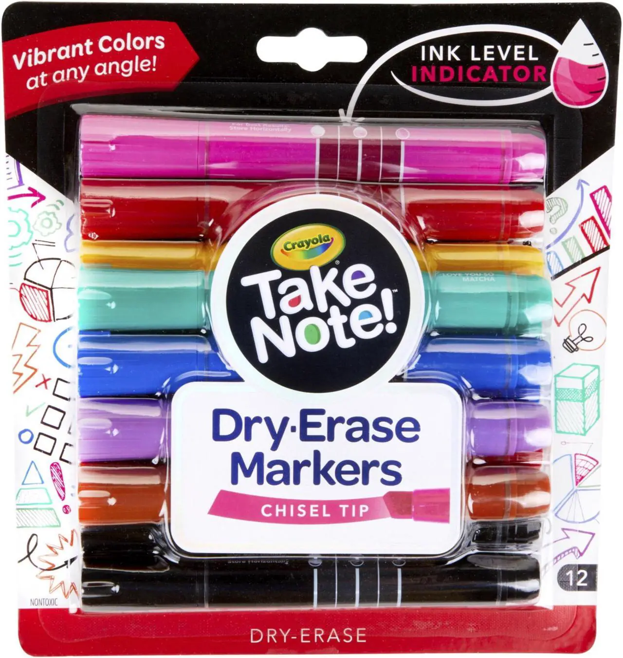 Alt view image 2 of 5 - Crayola Take Note Dry-Erase Markers Broad Chisel Tip Assorted 12/Pack 586545