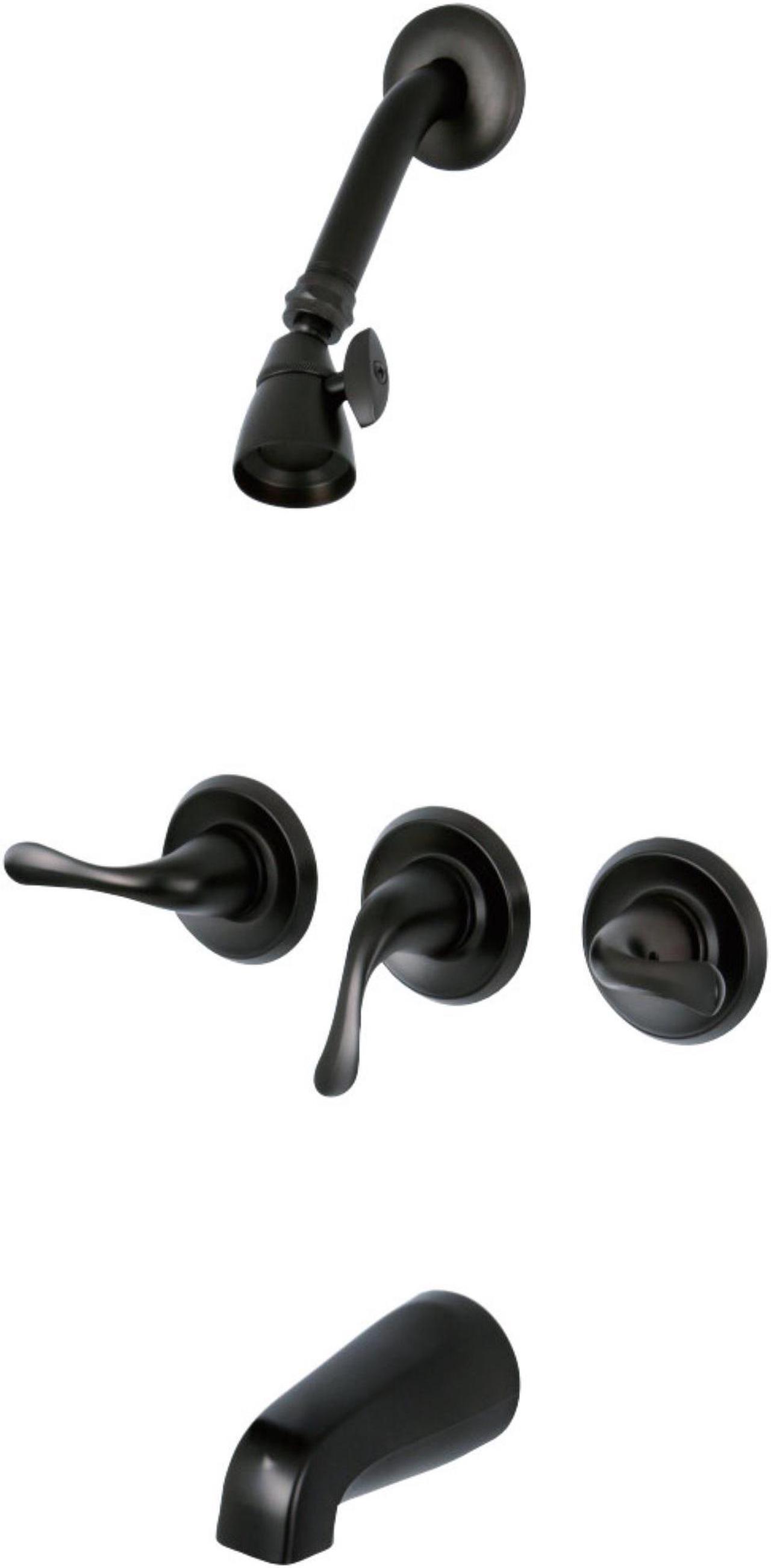 Alt view image 3 of 3 - Three Handle Tub Shower Faucet Oil Rubbed Bronze