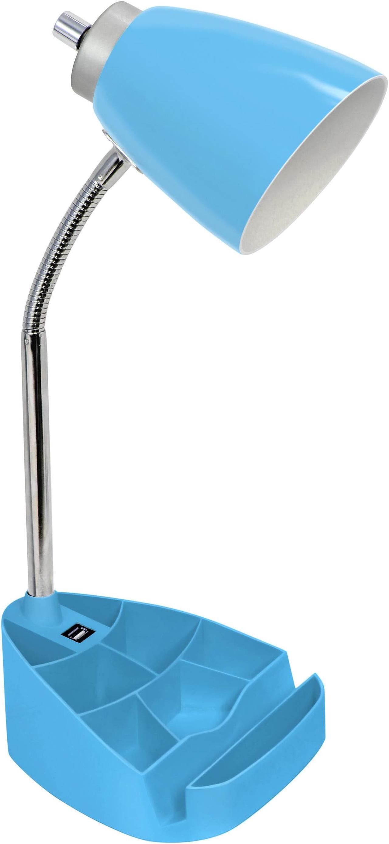 Main image of Limelights Gooseneck Organizer Desk Lamp with iPad Tablet Stand Book Holder and USB port, Blue