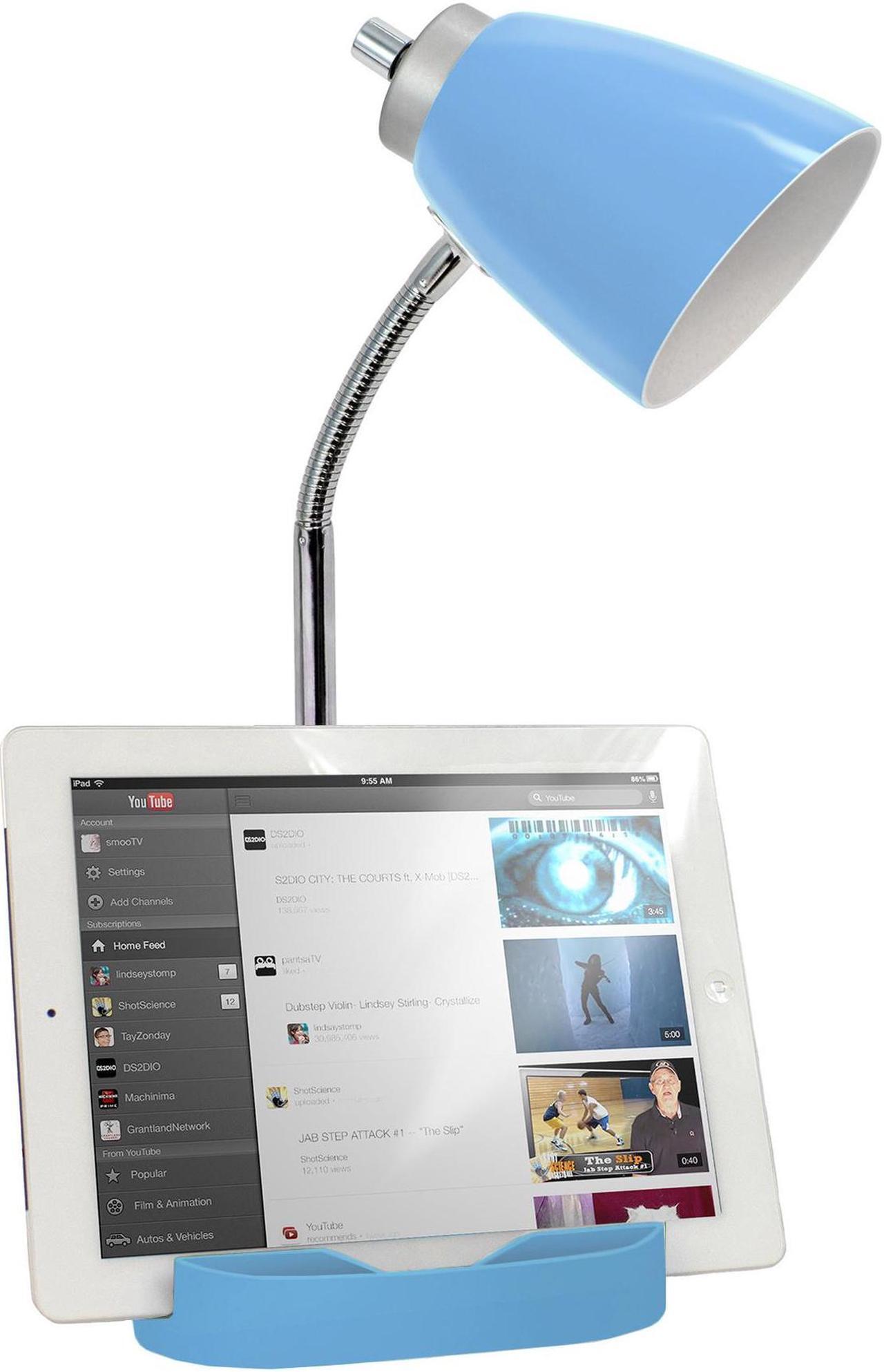 Alt view image 5 of 13 - Limelights Gooseneck Organizer Desk Lamp with iPad Tablet Stand Book Holder and USB port, Blue
