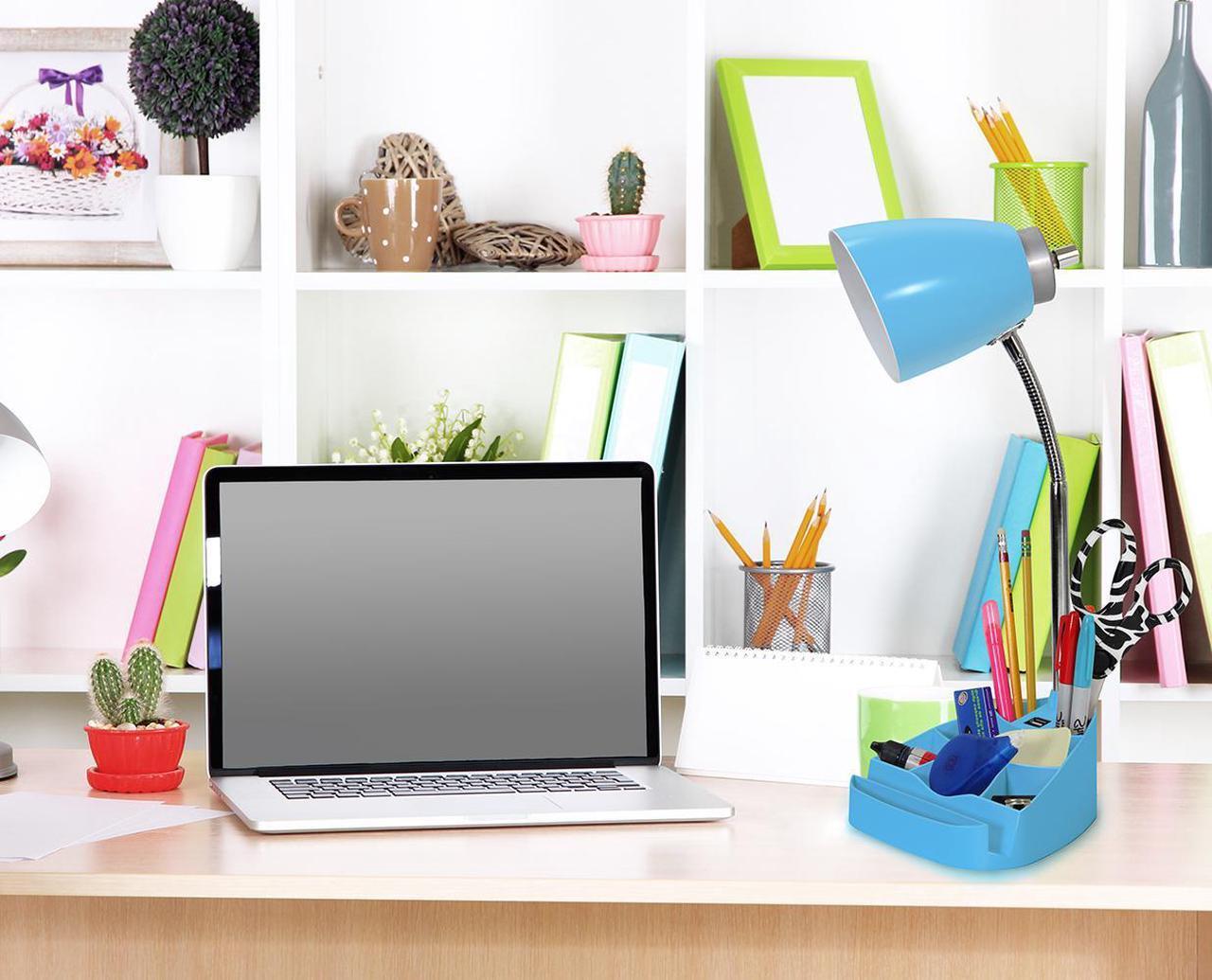 Alt view image 6 of 13 - Limelights Gooseneck Organizer Desk Lamp with iPad Tablet Stand Book Holder and USB port, Blue