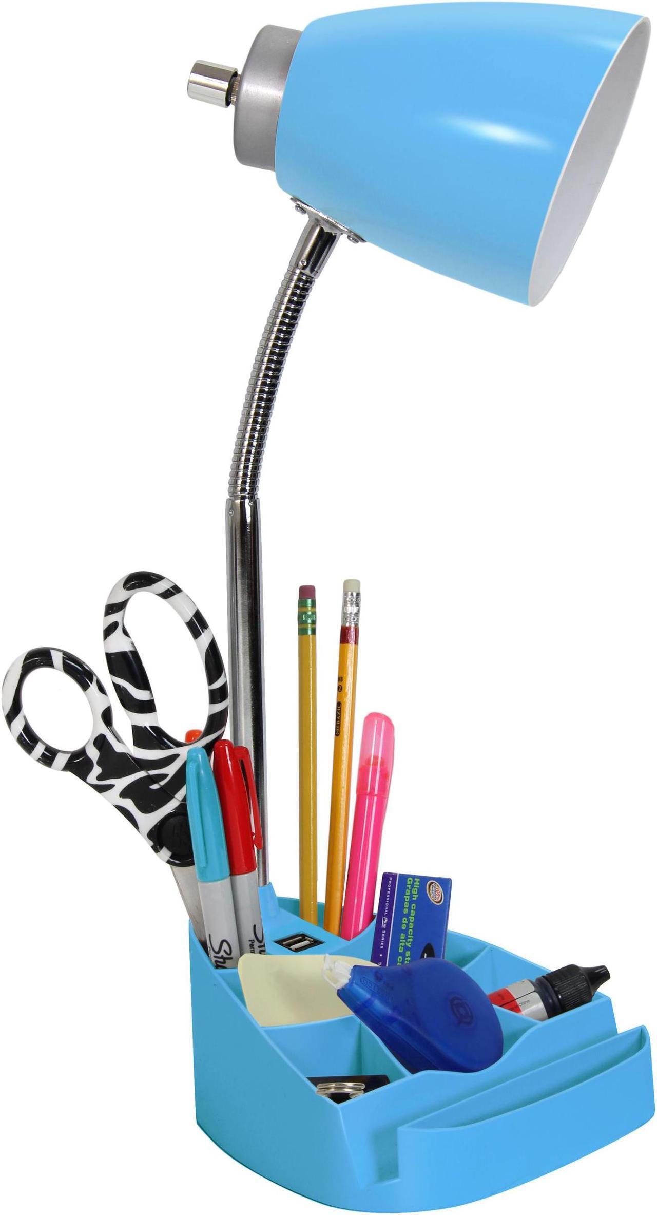 Alt view image 3 of 13 - Limelights Gooseneck Organizer Desk Lamp with iPad Tablet Stand Book Holder and USB port, Blue