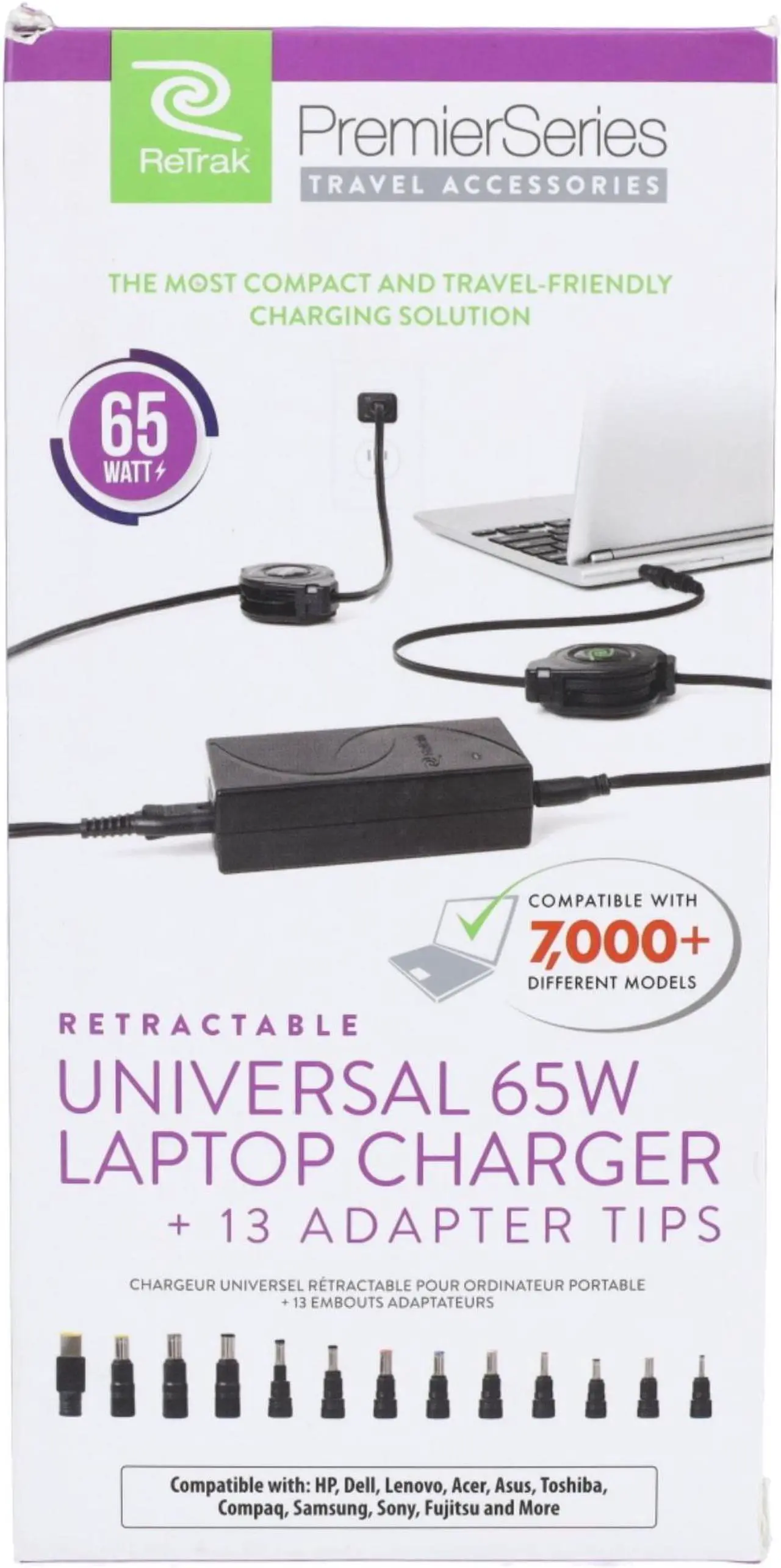 Alt view image 8 of 9 - Retrak Retractable Universal Ultrabook Notebook Netbook Wall Charger Black Wall Chargers