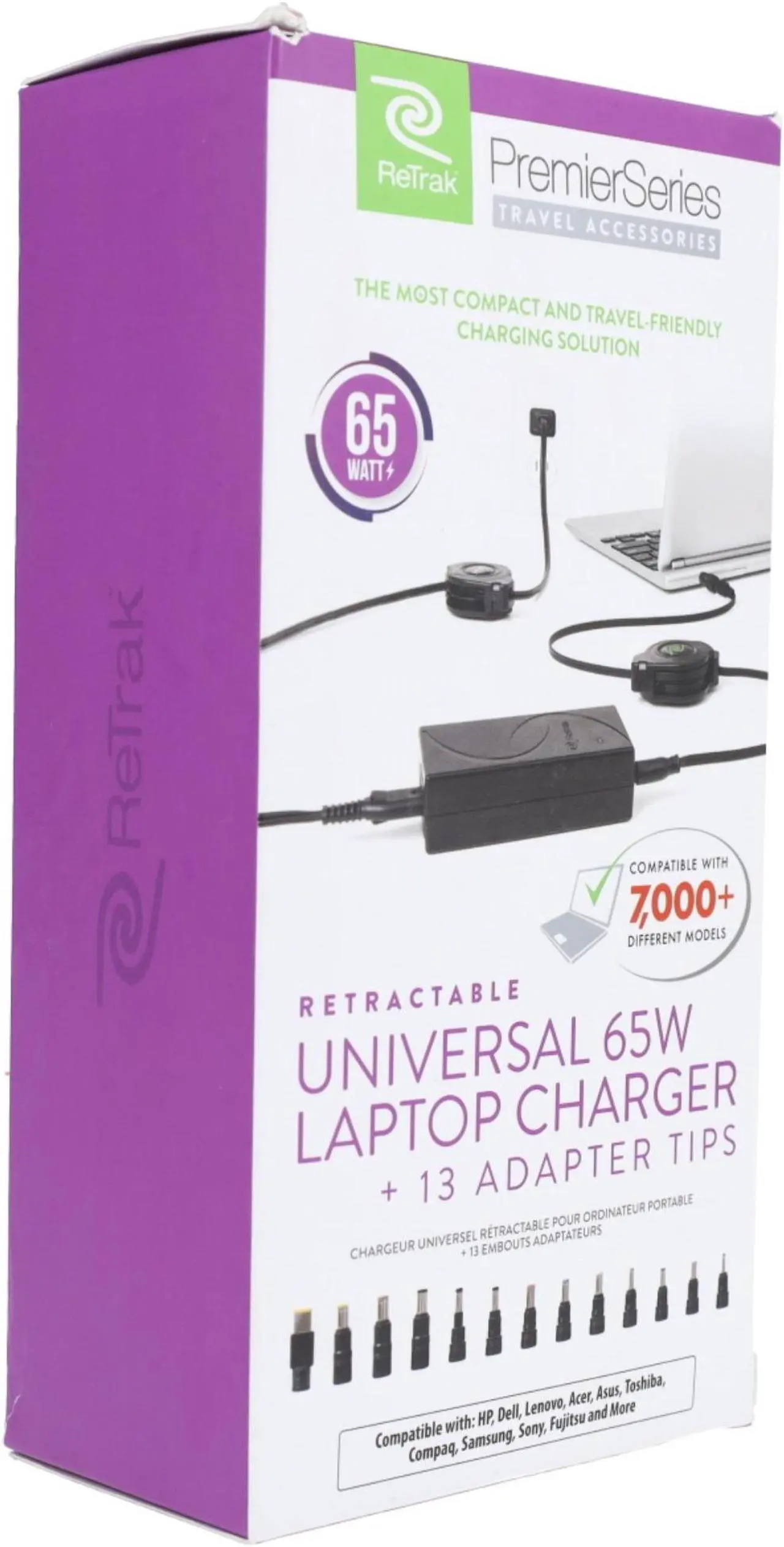Alt view image 9 of 9 - Retrak Retractable Universal Ultrabook Notebook Netbook Wall Charger Black Wall Chargers