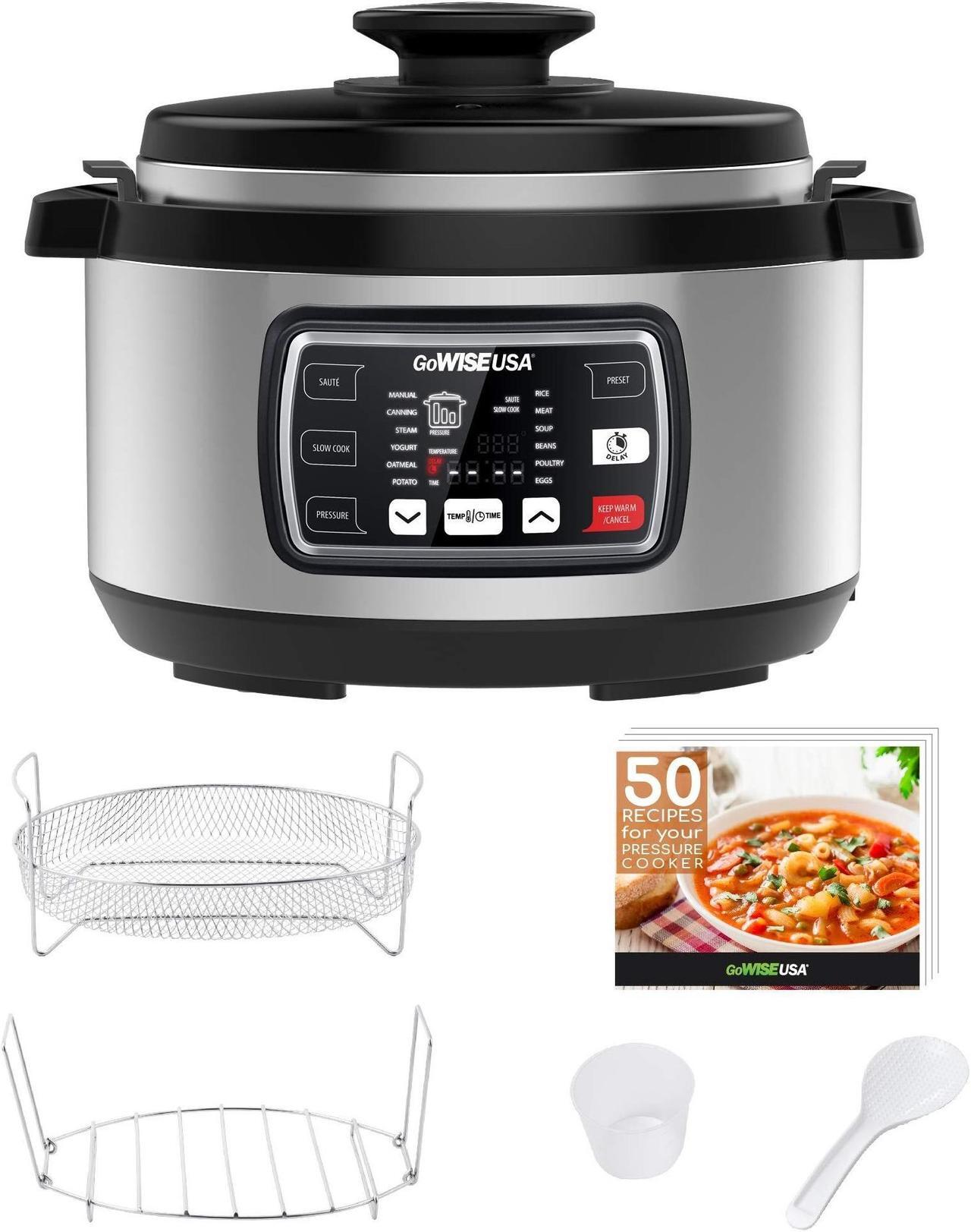Alt view image 15 of 15 - GoWISE USA GW22708 Ovate 8.5-Qt 12-in-1 Electric Pressure Cooker Oval with Slow Cook, Rice, Yogurt, Egg, Saute, Steamer, Keep Warm Functions + Accessories & Recipes, Stainless Steel