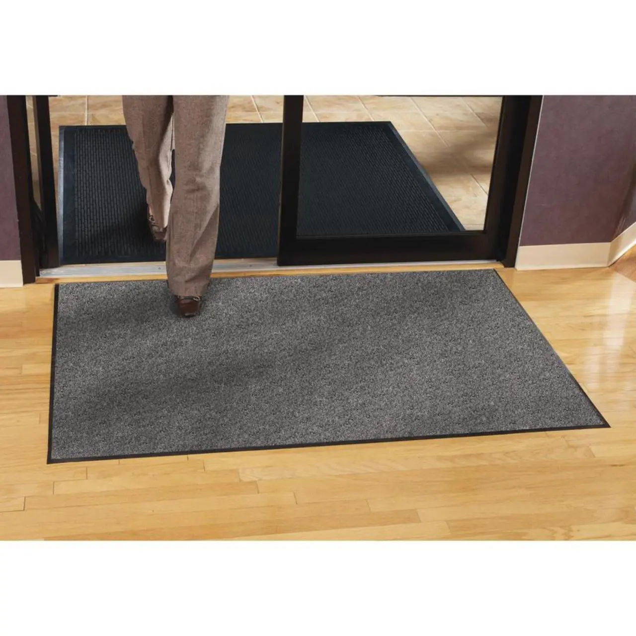 Alt view image 13 of 13 - Genuine Joe Indoor Mat Moisture Absorbent Vinyl Back 4'x6' Charcoal 56462