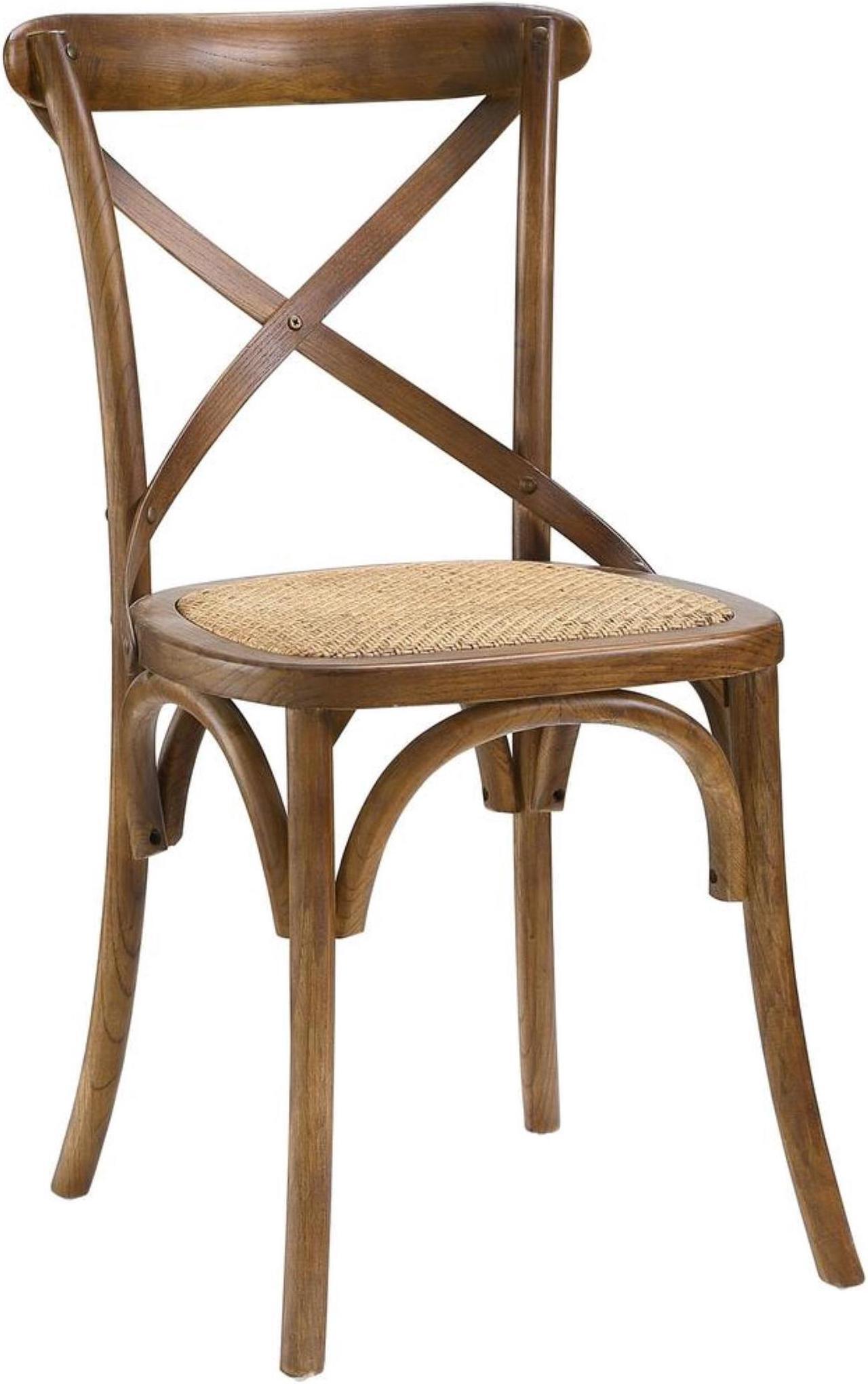 Alt view image 2 of 10 - Modway Gear Rustic Modern Farmhouse Elm Wood Rattan Dining Chair in Walnut