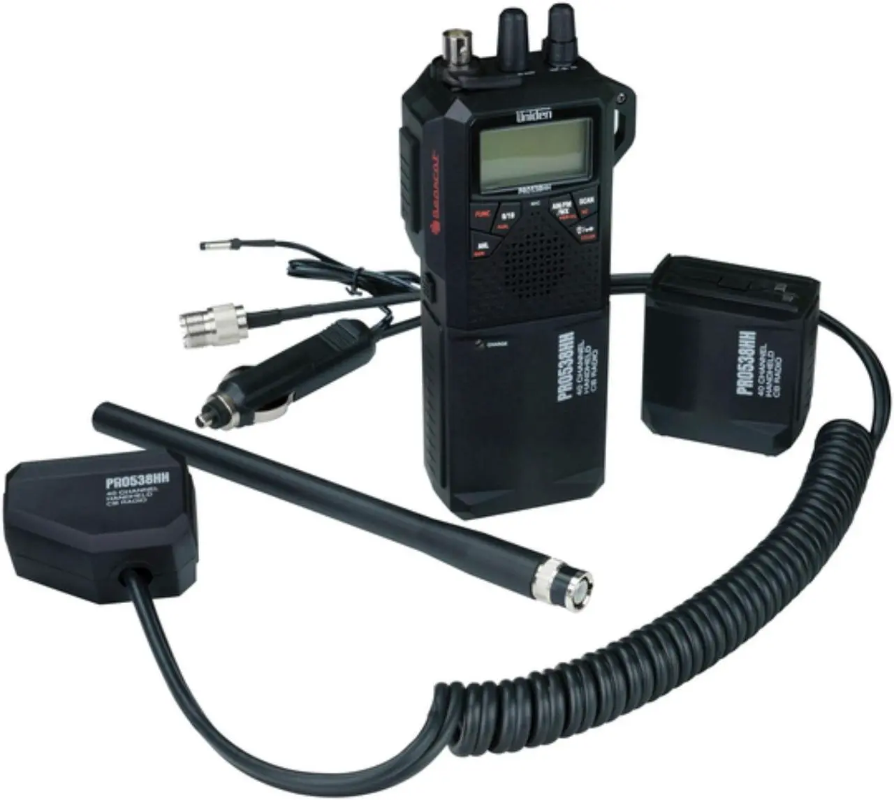 Main image of Uniden PRO538HHFM Pro Series 40-Channel Weatherband Handheld CB Radio with Whip Antenna, Black, PRO538HHFM