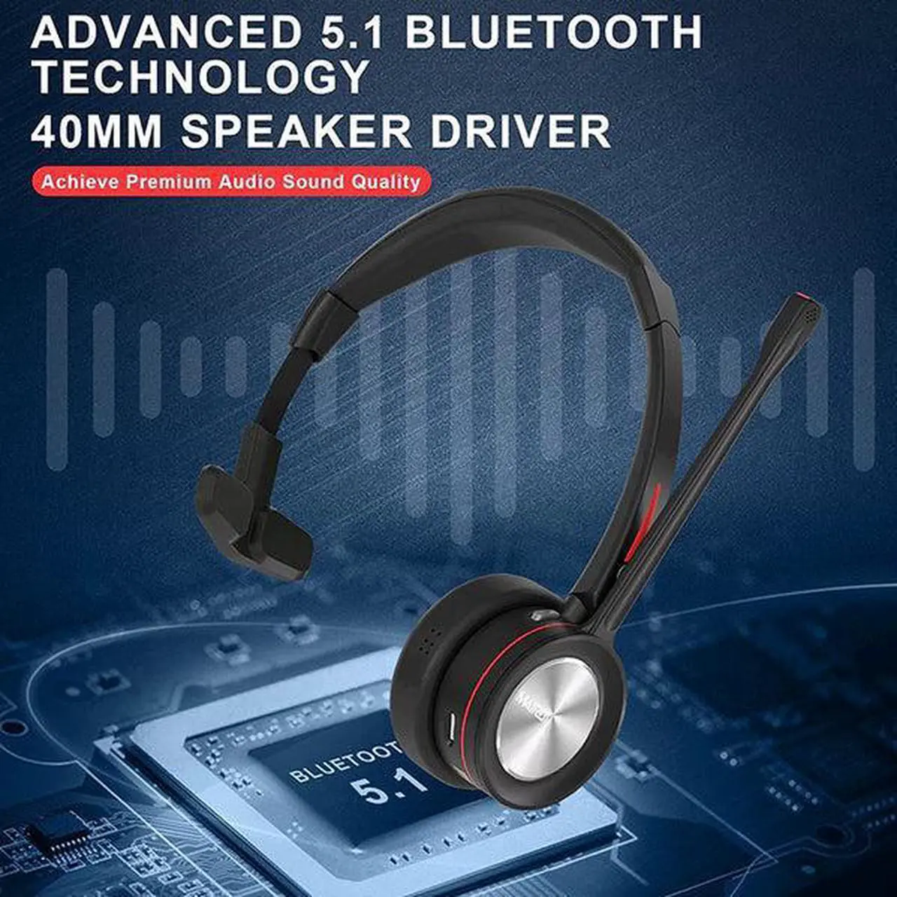 Alt view image 2 of 3 - Bluetooth Headset with Mic Noise Canceling for Truck Driver Office Call Center