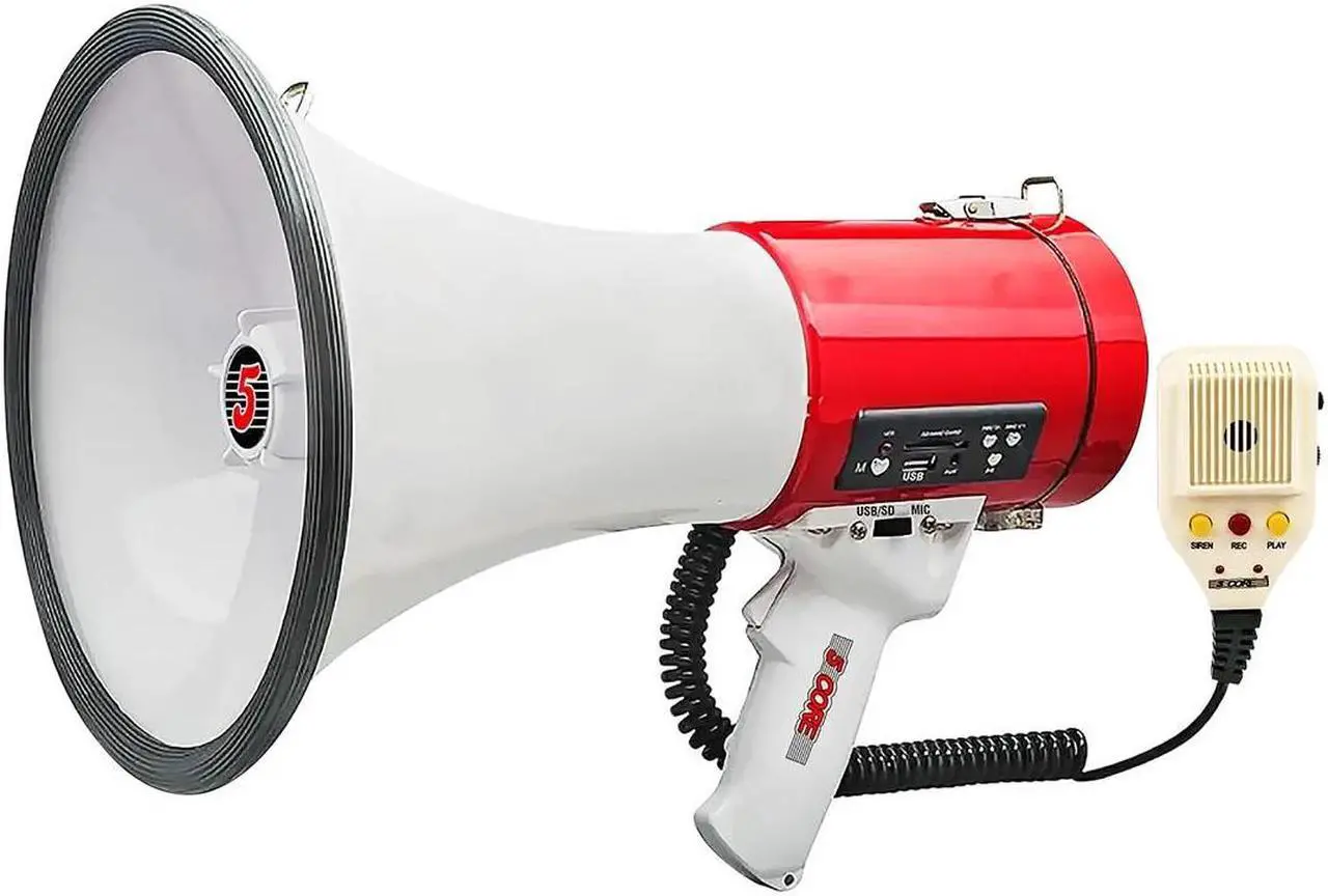 Alt view image 15 of 15 - 5 Core Megaphone Bullhorn Speaker 50W Bull Horn Cheer Megafono 1200 Yards