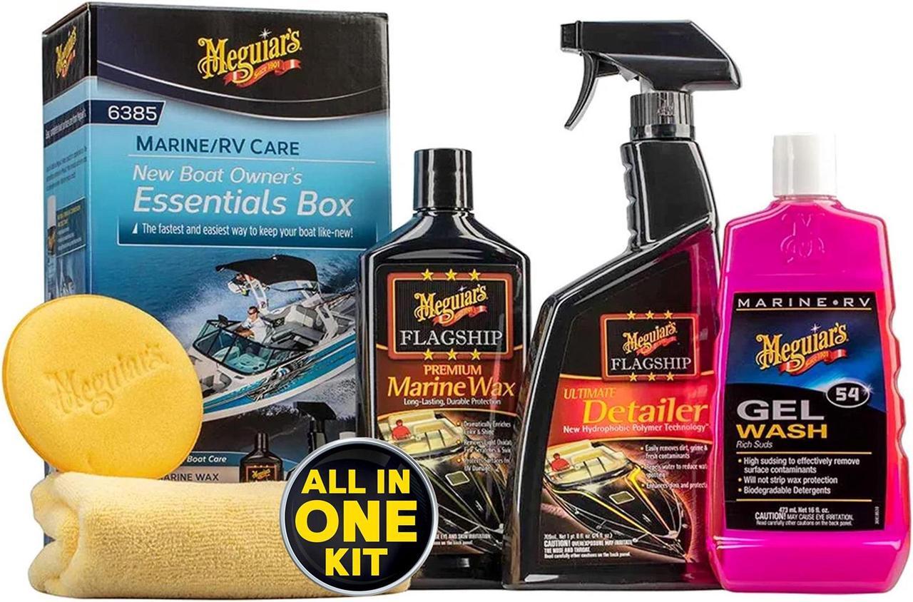 Alt view image 7 of 7 - Meguiar's M6385 New Boat Owners Essential Box 5 Piece Cleaning Wax Wash Kit