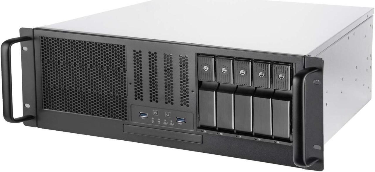 Alt view image 2 of 2 - SilverStone RM41-H08 Silver SGCC 4U Rackmount Server Chassis 3 x 5.25" drive bay External 5.25" Drive Bays