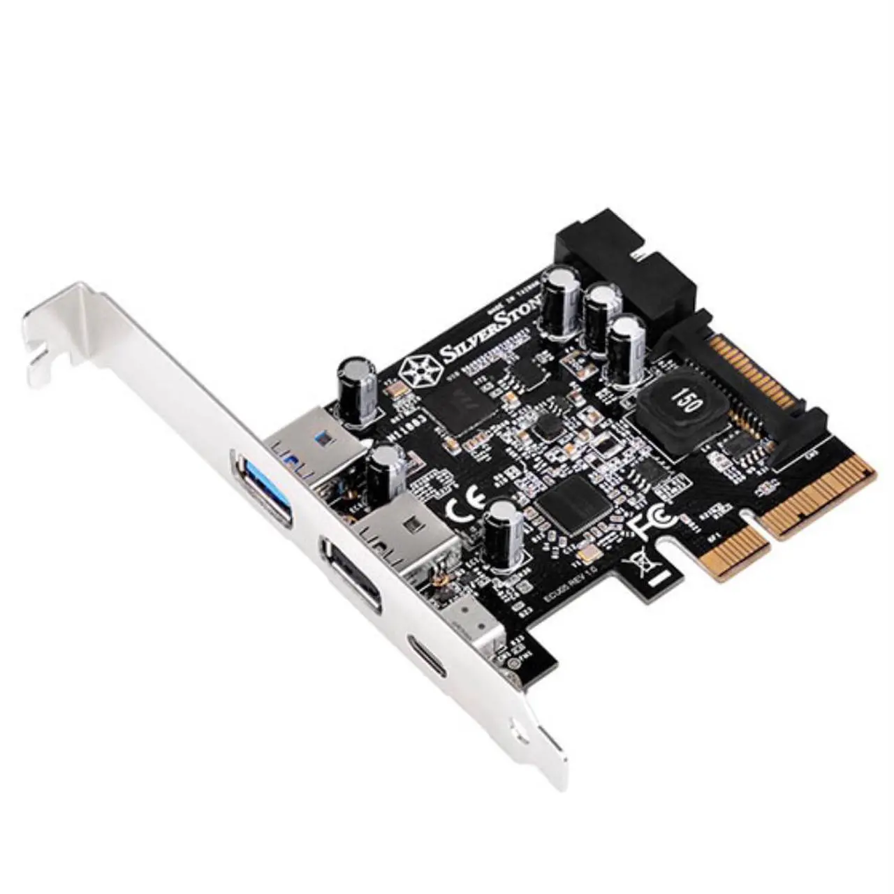 Alt view image 9 of 9 - 5 ports USB 3.1+3.0 combo PCIe Gen2 x 2 card, 1 port USB 3.1 Gen2 10Gbps Type C and 2 ports USB 3.0 Type A + 2 ports internal 19pin USB 3.0
