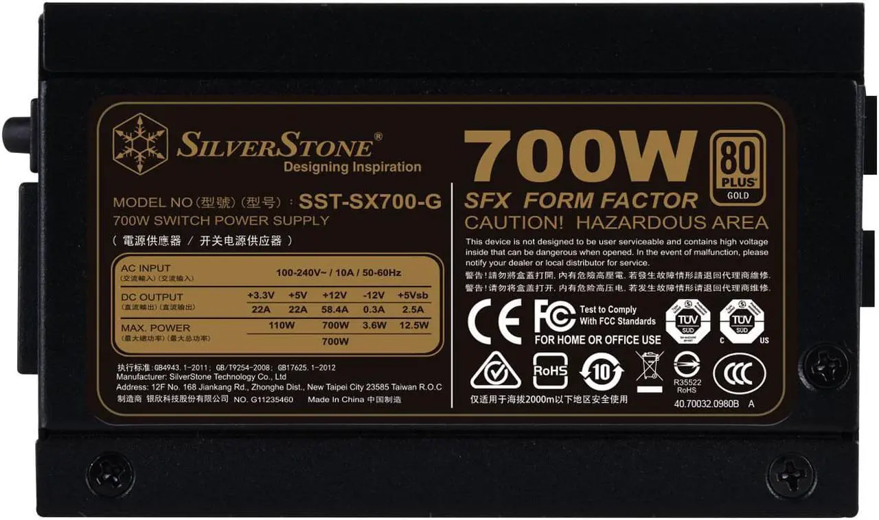 Alt view image 5 of 14 - SilverStone Technology SST-SX700-G 700W SFX Fully Modular 80 Plus Gold PSU with Improved 92mm Fan and Japanese Capacitors