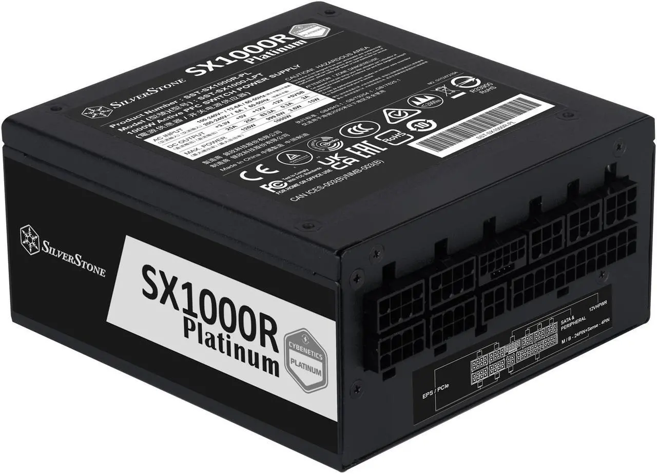 Alt view image 2 of 6 - Silverstone Cybenetics Platinum 1000W SFX12V 4.0 & PCIe 5.0 Fully Modular SFX-L Power Supply