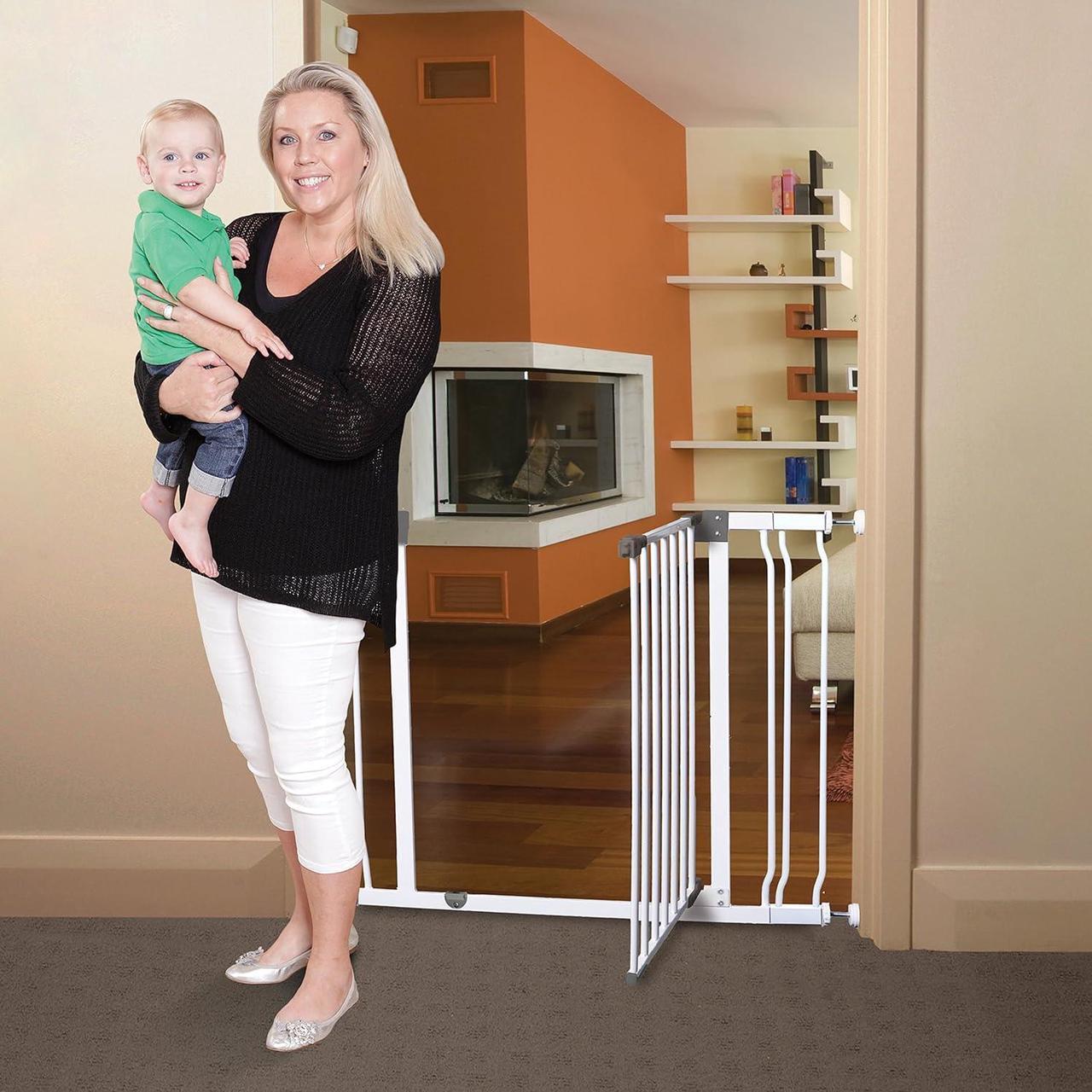 Alt view image 2 of 2 - Dreambaby Liberty Walk Thru Baby Safety Gate Set - with 3.5inch Extension Panel - Fits 29.5-36.5inch Openings - Pressure Mounted Security Gates - Model L776 - White