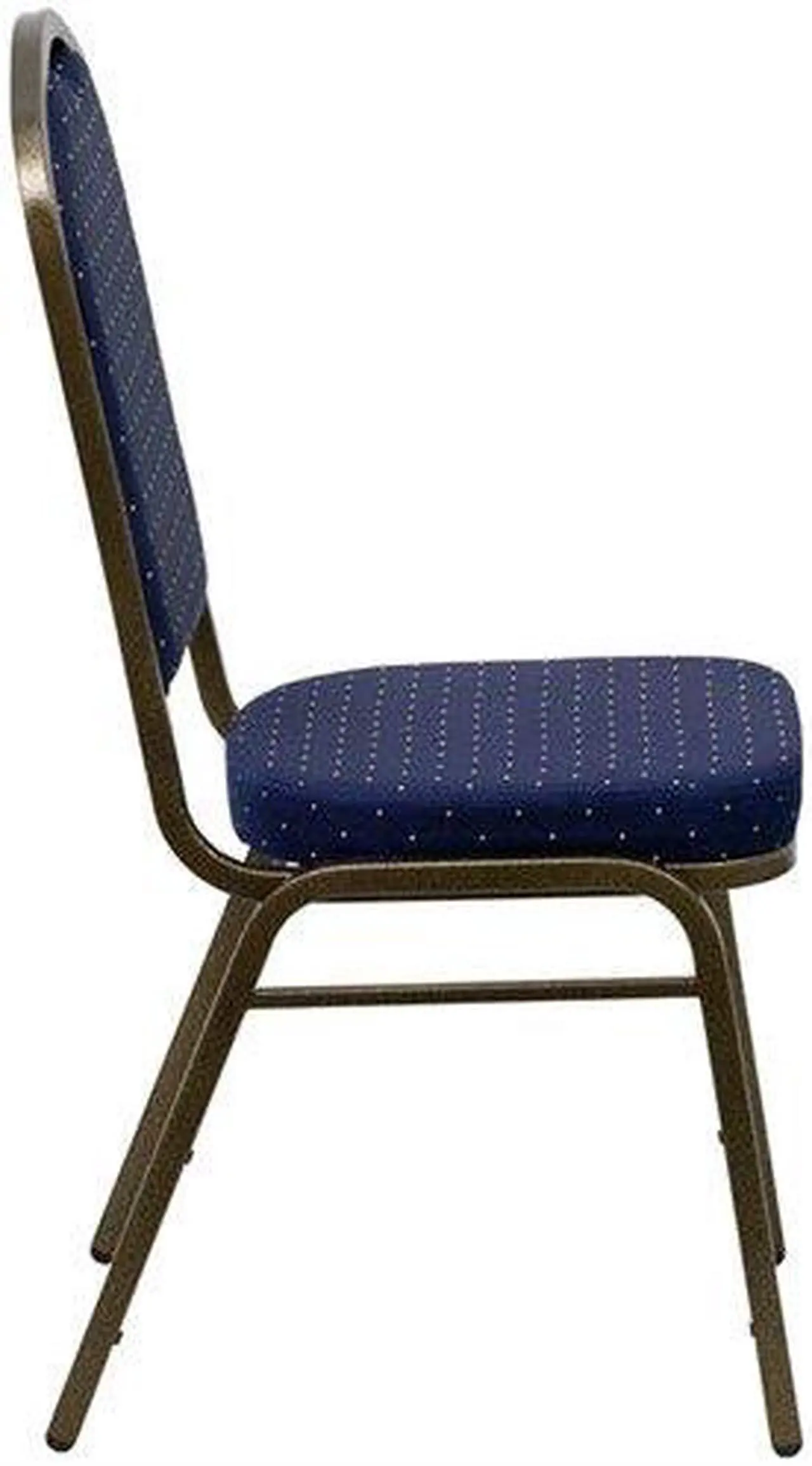 Alt view image 3 of 20 - HERCULES Series Crown Back Stacking Banquet Chair in Navy Blue Dot Patterned Fabric - Gold Vein Frame