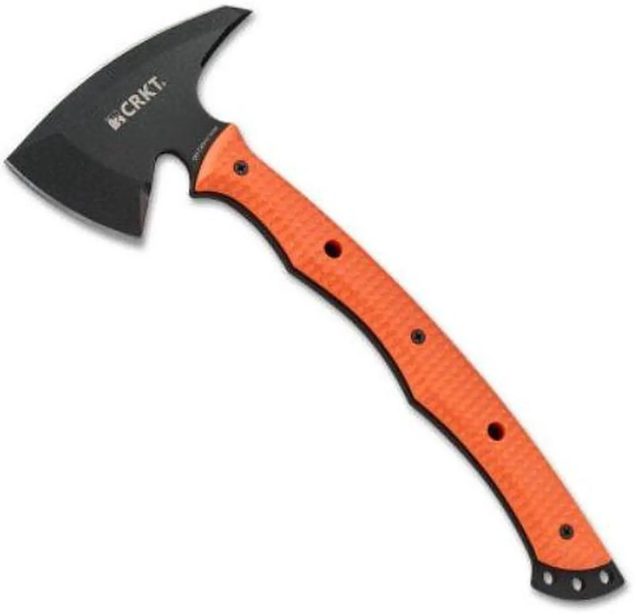 Alt view image 6 of 6 - CRKT RMJ Kangee T-Hawk ER-Tomahawk w axe edge front, orange Kydex sheath 2725ER