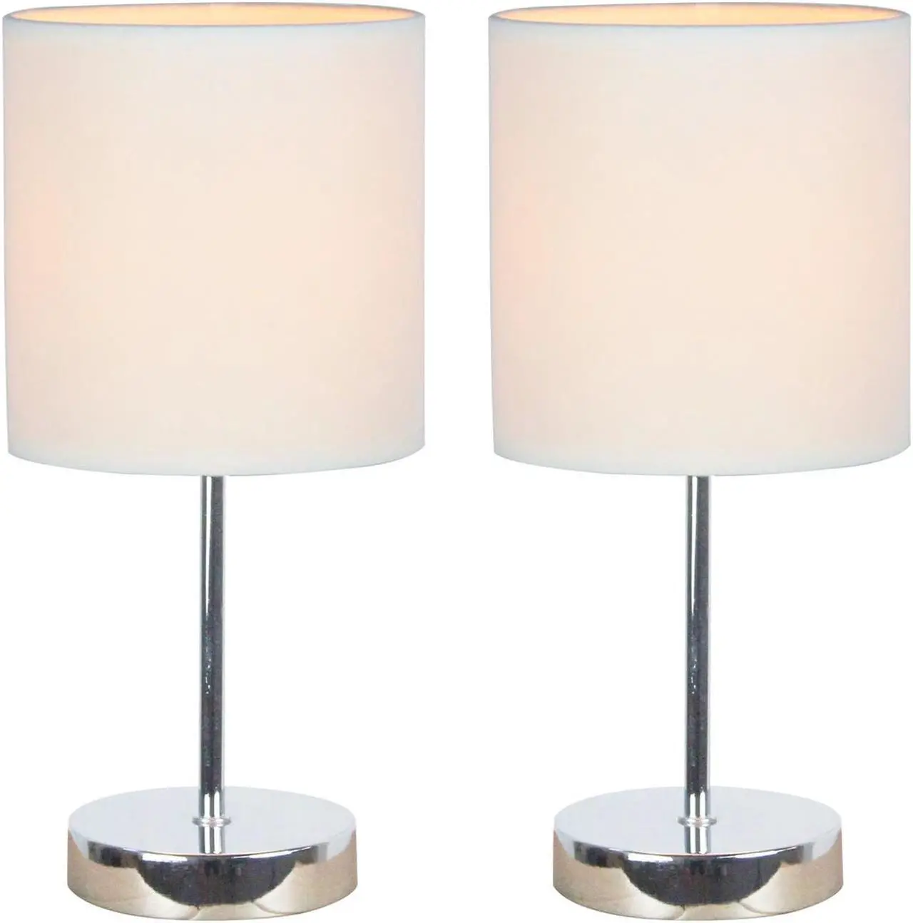 Main image of Simple Designs Chrome Mini Basic Table Lamp with Fabric Shade 2 Pack Set