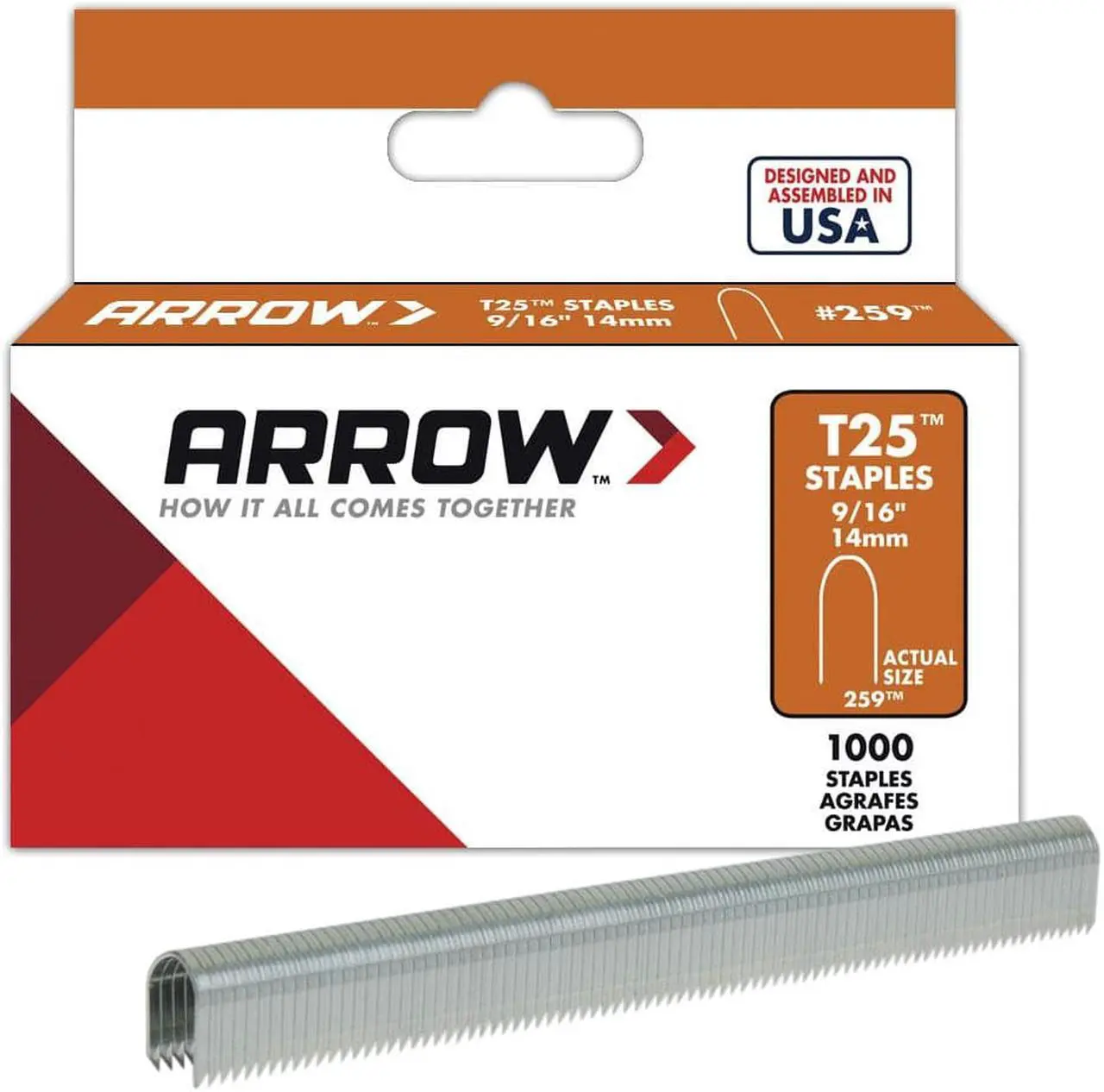 Alt view image 7 of 11 - Arrow Fastener 259 T25 9/16 Inch (14mm) Staples, 1000/Pk