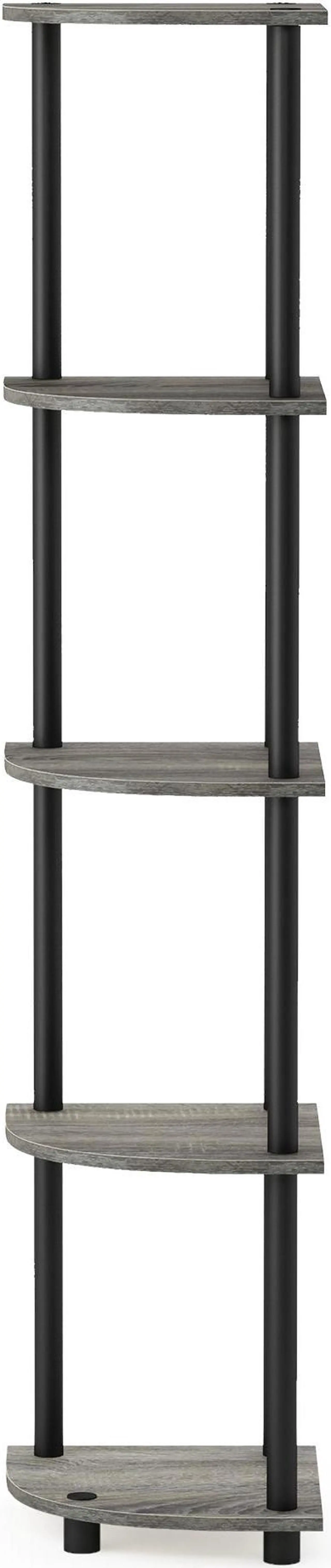 Alt view image 3 of 6 - Furinno 99811 Turn-N-Tube 5 Tier Corner Display Rack Multipurpose Shelving Unit, French Oak Grey/Black
