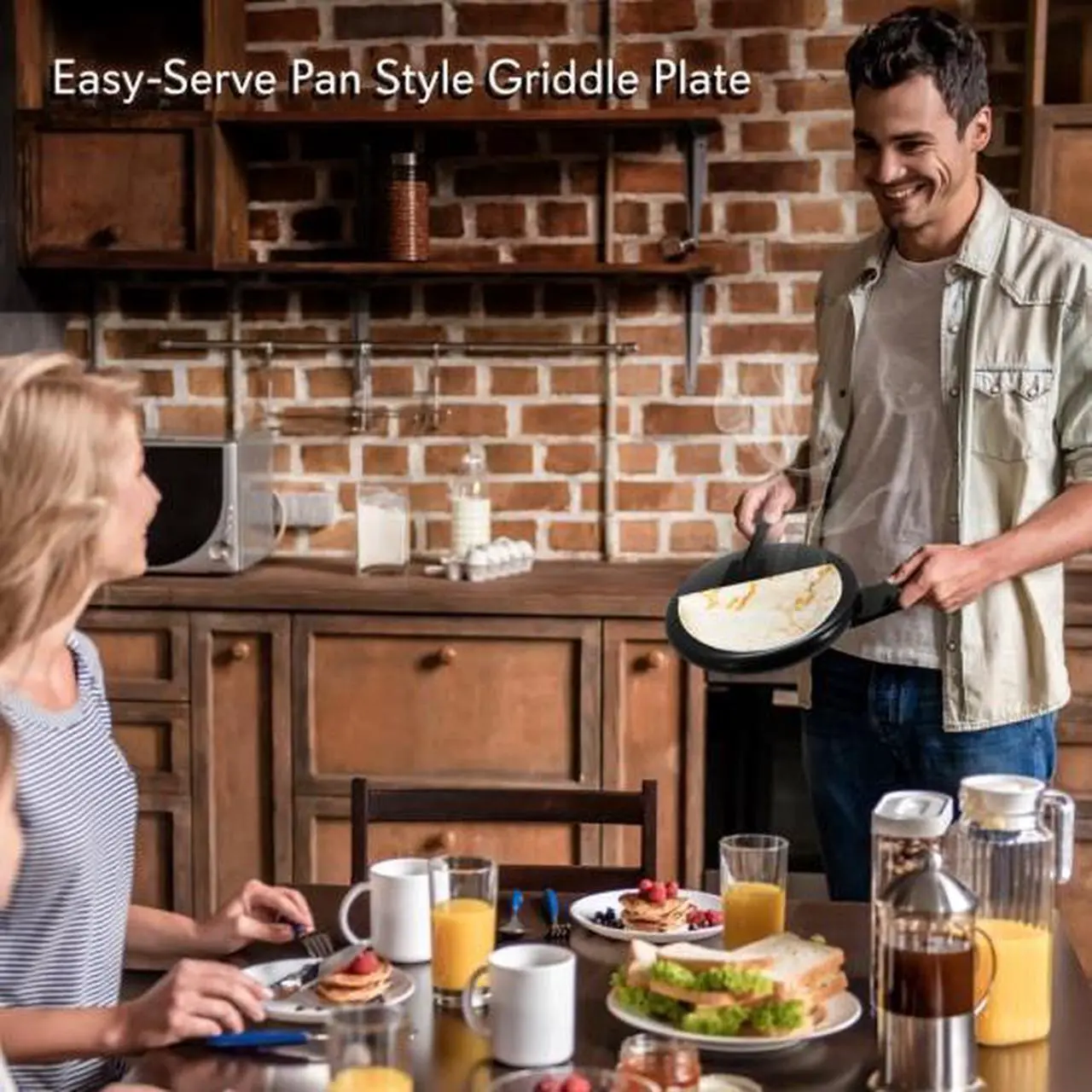 Alt view image 12 of 19 - NutriChef Electric Griddle - Pan Style Crepe Maker Hot Plate Cooktop with ON/OFF Switch, Nonstick Coating, Automatic Temperature Control & Plug-in Operation for Kitchen & Countertop (PKCRM08)