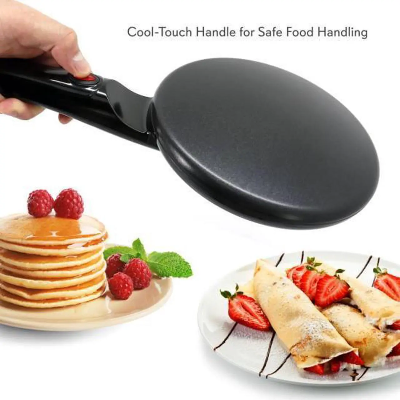 Alt view image 11 of 19 - NutriChef Electric Griddle - Pan Style Crepe Maker Hot Plate Cooktop with ON/OFF Switch, Nonstick Coating, Automatic Temperature Control & Plug-in Operation for Kitchen & Countertop (PKCRM08)