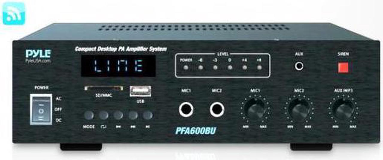 Main image of Bluetooth Public Address Amplifier - Compact PA Speaker & Microphone Receiver System with (2) Mic Inputs, MP3/USB/SD Readers, FM Radio (300 Watt)